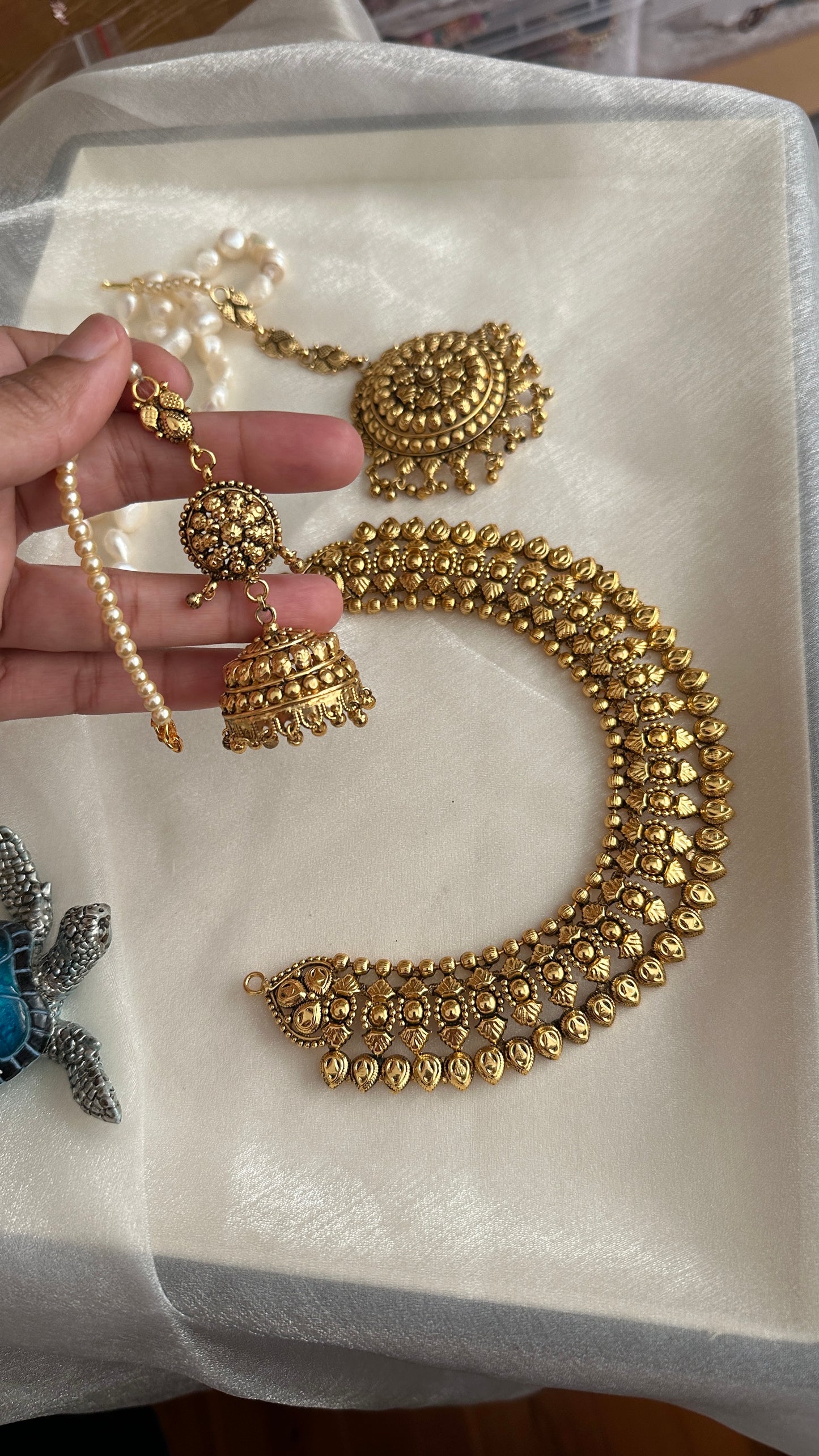Gold plated necklace set sandookh collection