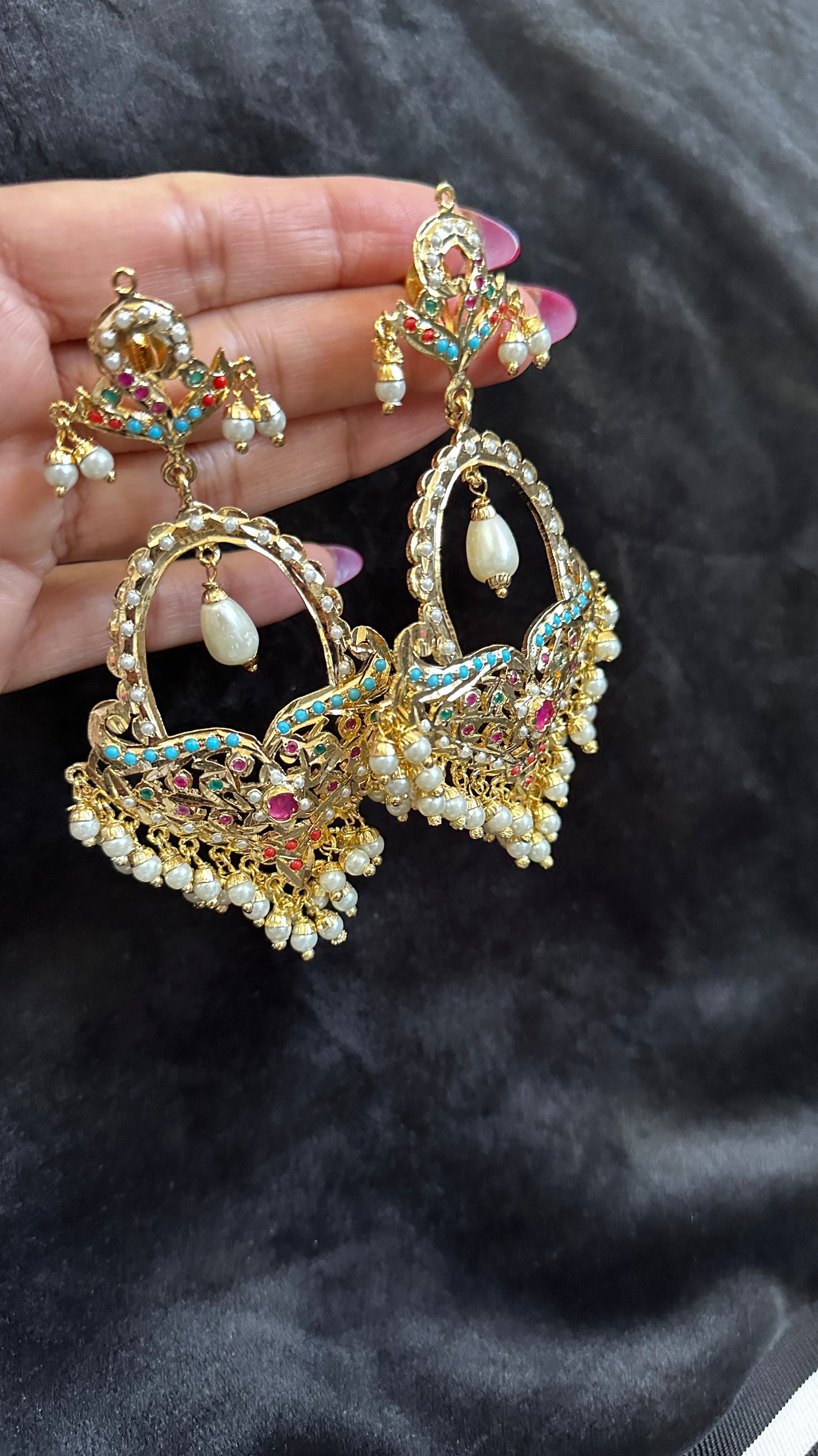 Real jadau oversized earrings