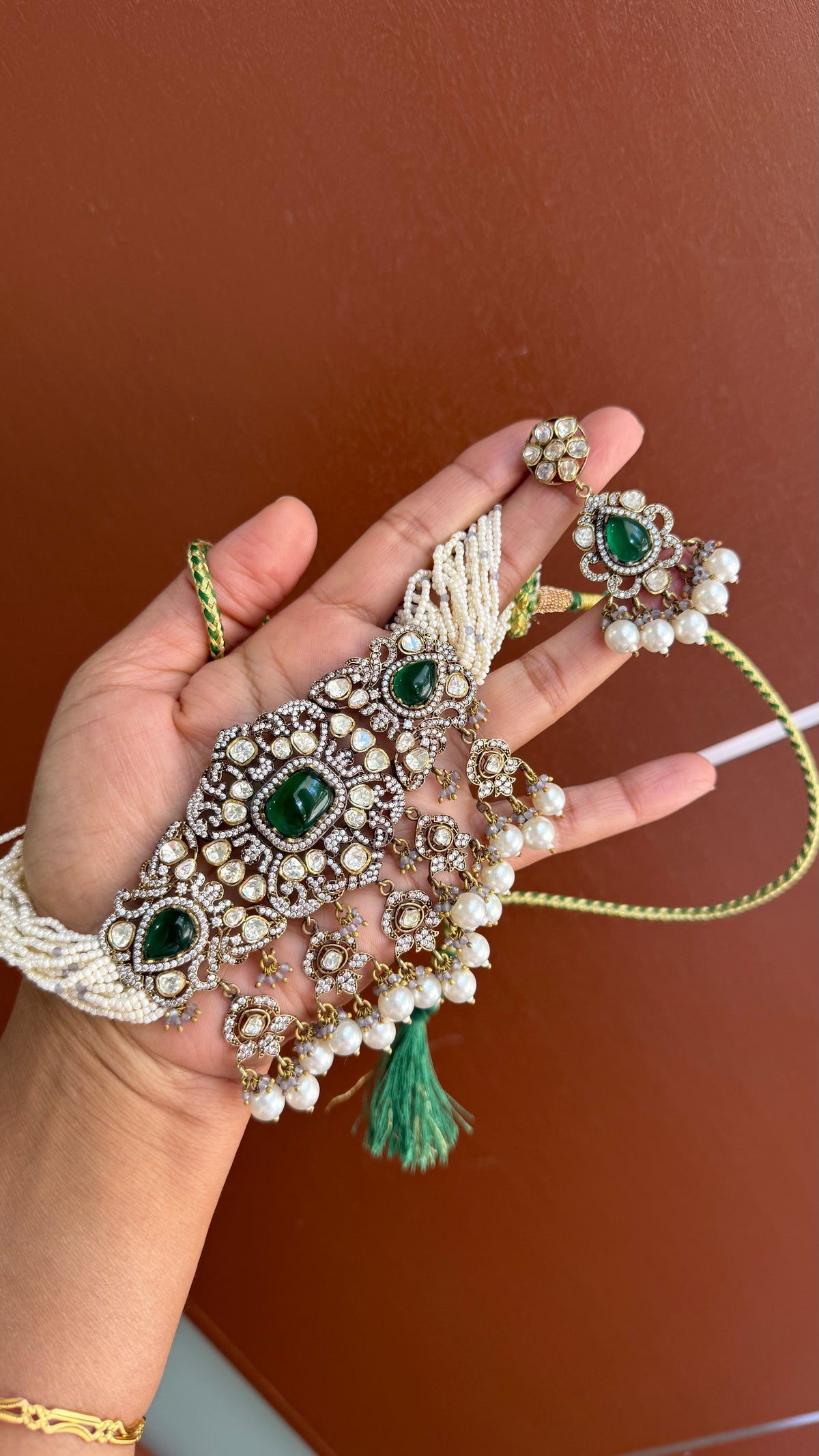 Moissanite Choker Necklace Set – Indian Bridal Jewellery