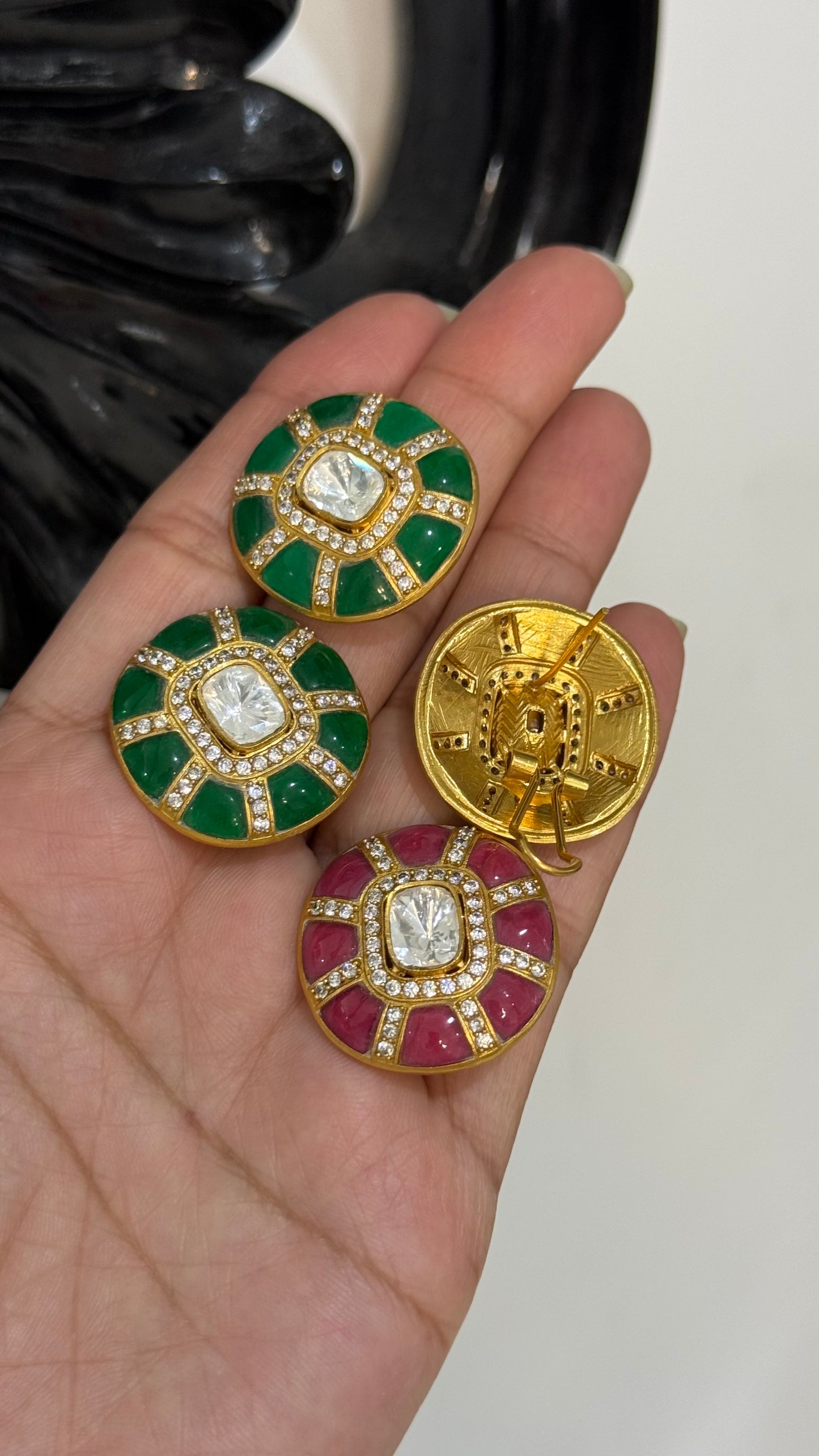 Premium Moissanite Kundan Studs for Women gold plated