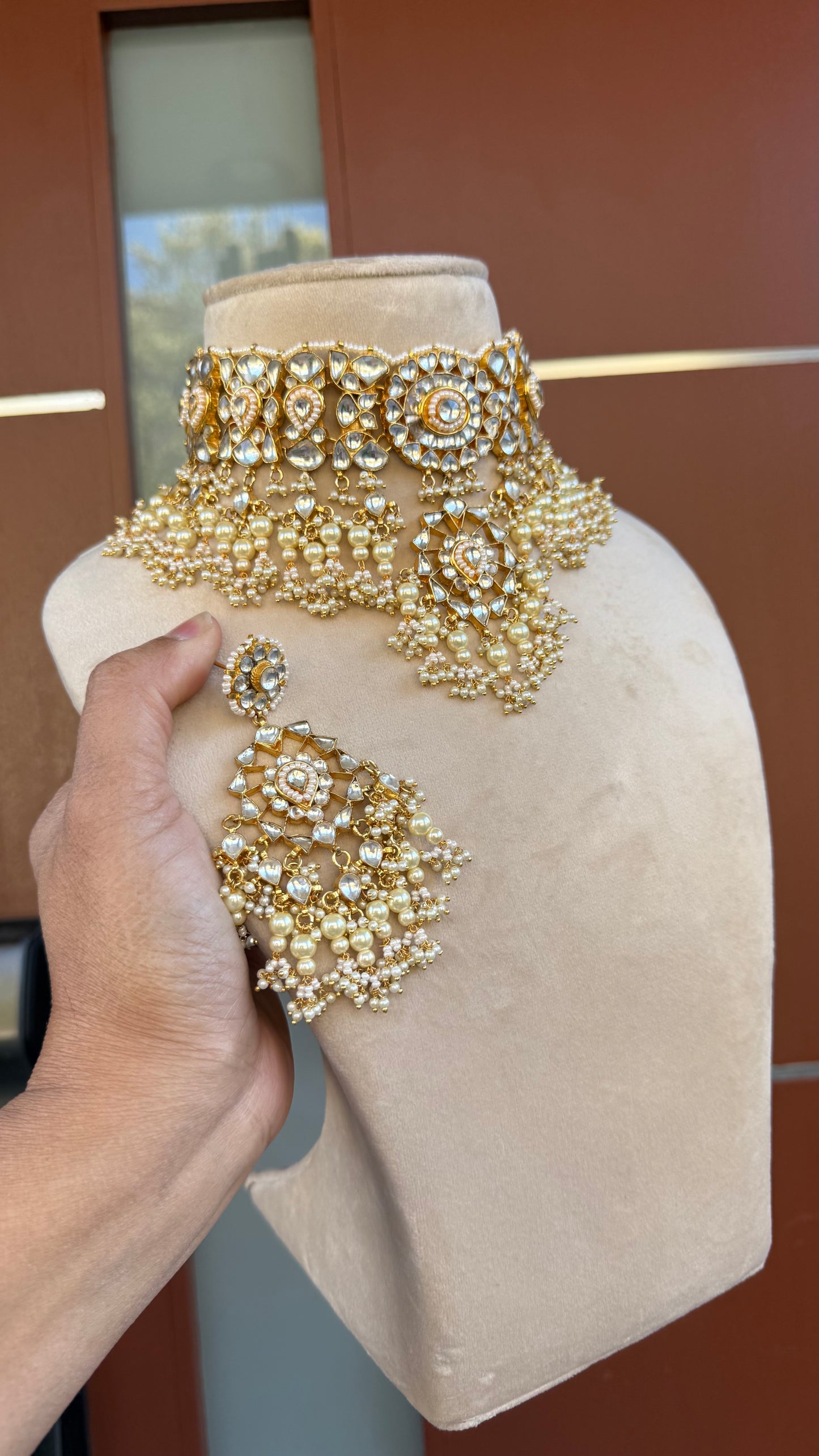 Pachi Kundan Choker Set – Bridal Indian Jewelry with Earrings