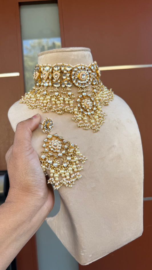 Pachi Kundan Choker Set – Bridal Indian Jewelry with Earrings
