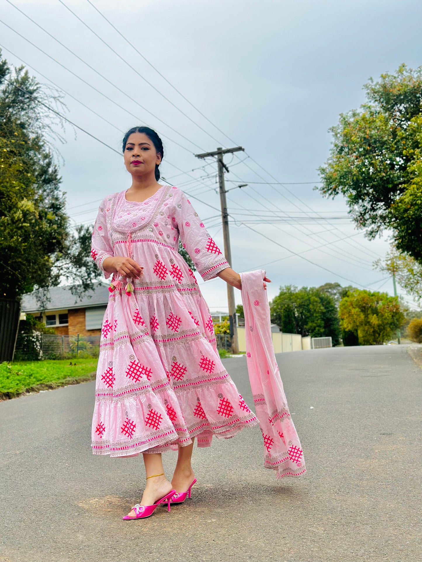 Cotton anarkali style outfit