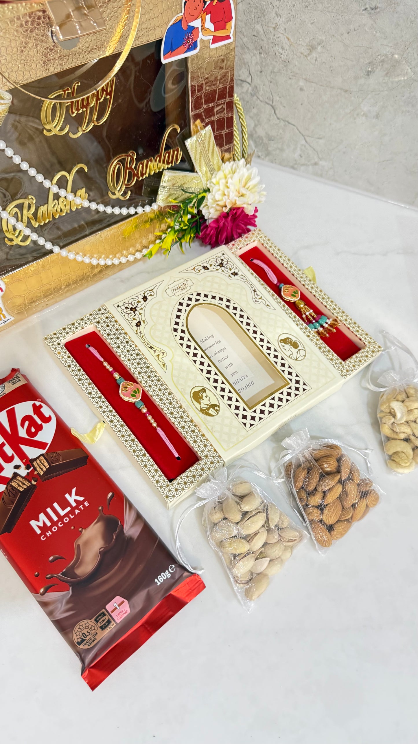 Premium Rakhi Gift Hamper Bhai Bhabi Combo