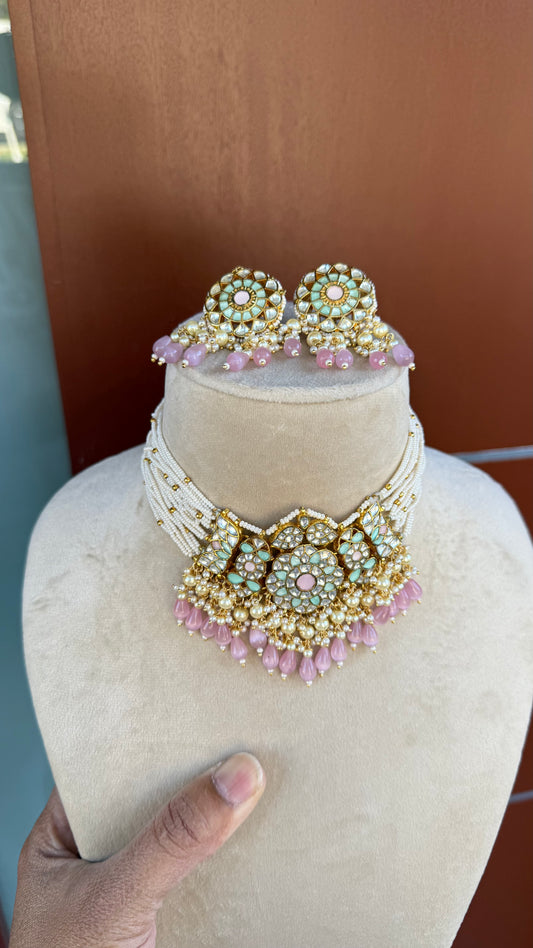 Pachi Kundan Choker Set – Bridal Indian Jewelry with Earrings