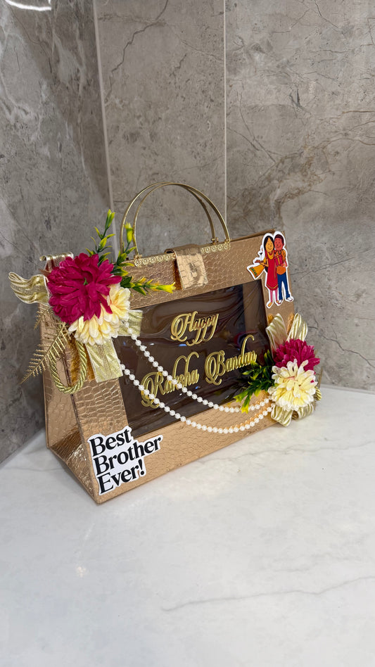 Premium Rakhi Gift Hamper – with Cute Floral Design & Carry Handle Empty