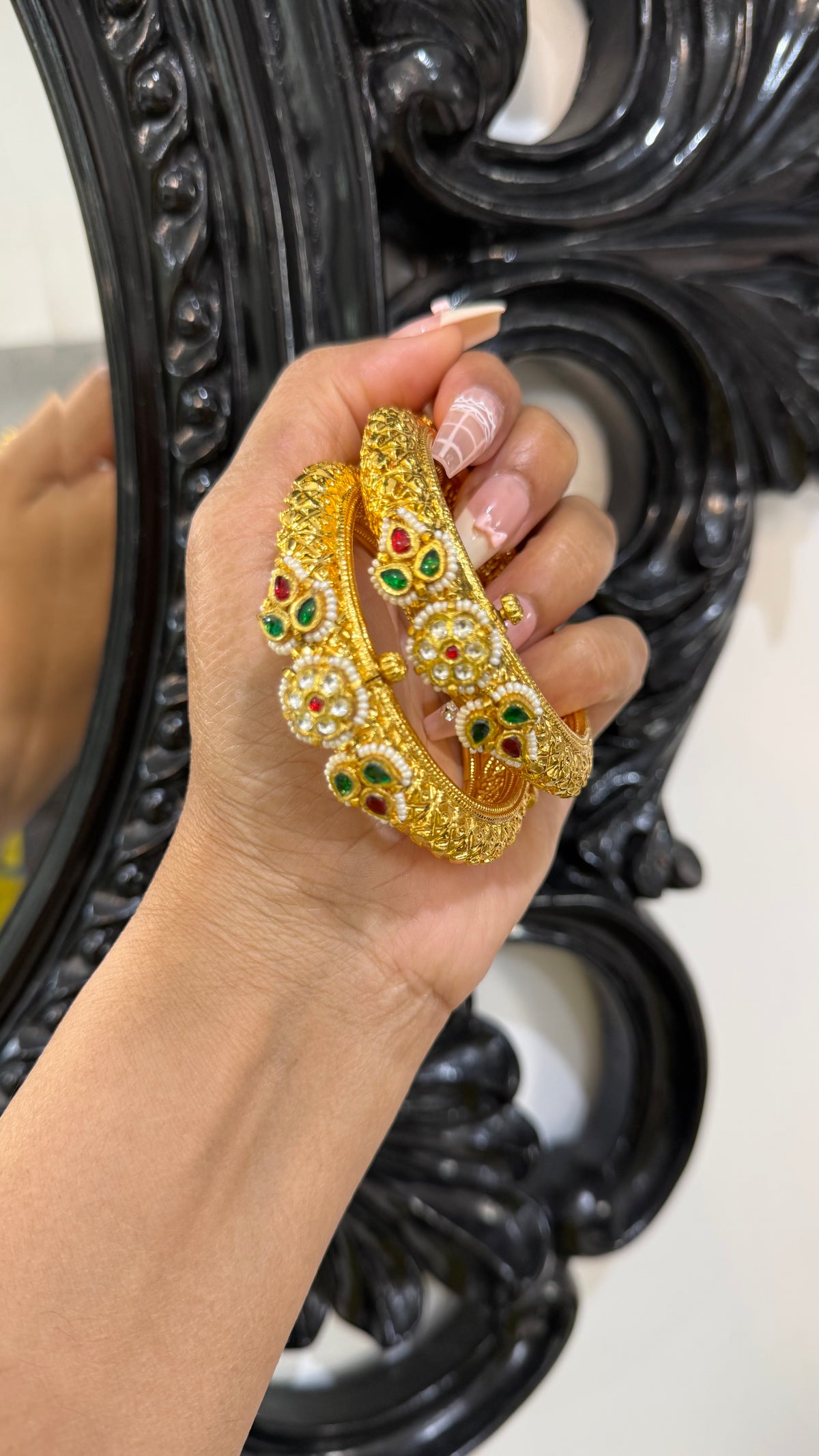 Gold plated kangan Sandookh collection design no 41