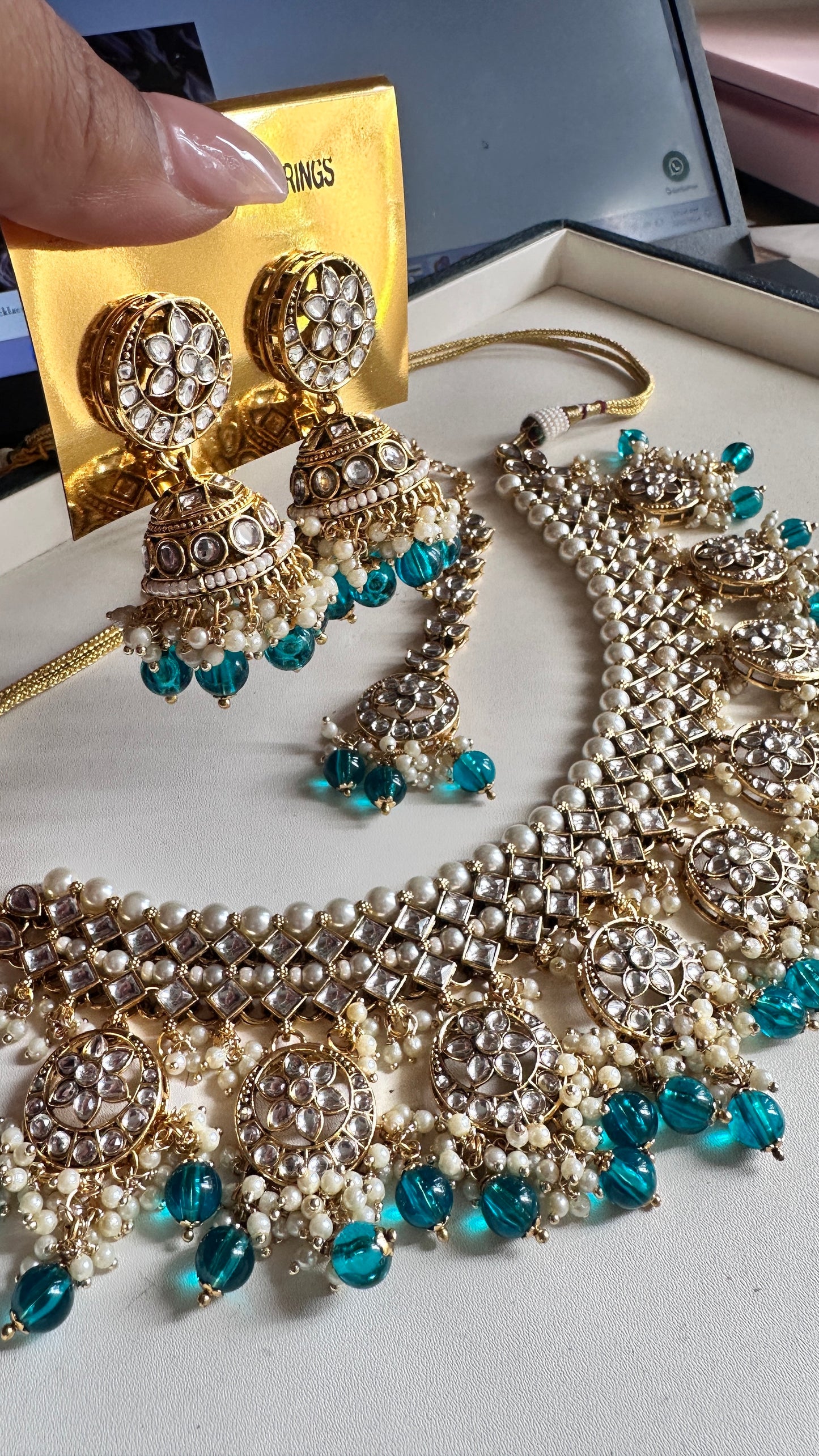 SONALI choker or necklace teal blue perfect for bride