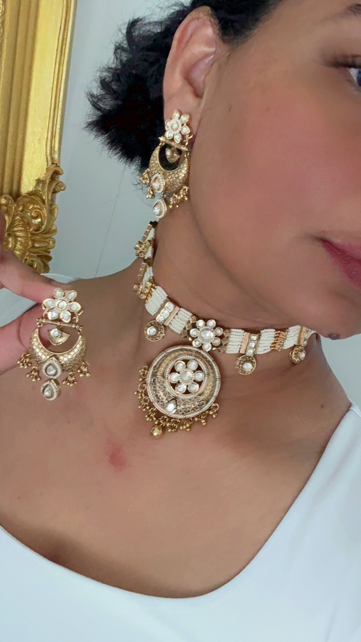 Gold Plated Indian choker Sandookh collection