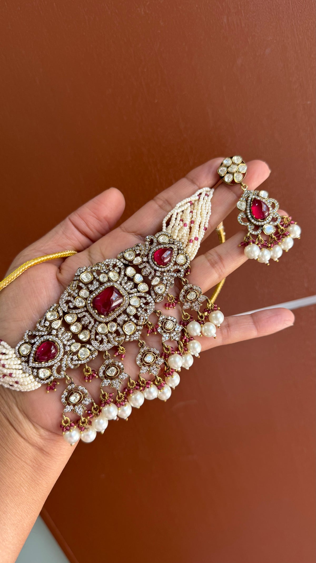 Moissanite Choker Necklace Set – Indian Bridal Jewellery