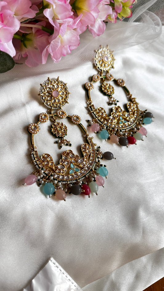 kundan long earring multi