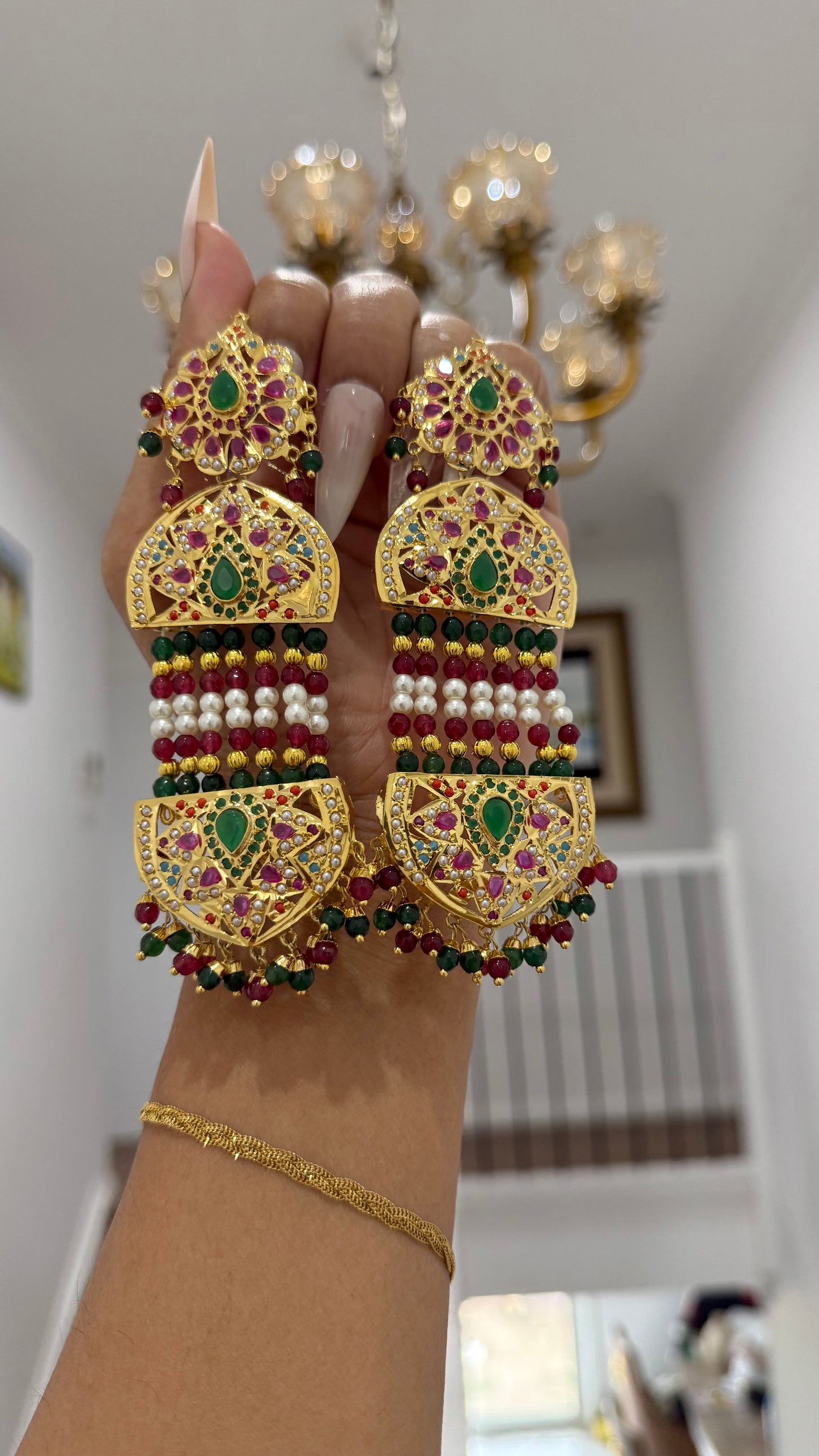 Real Jadau Gold Plated Earrings –  Real Gold Look