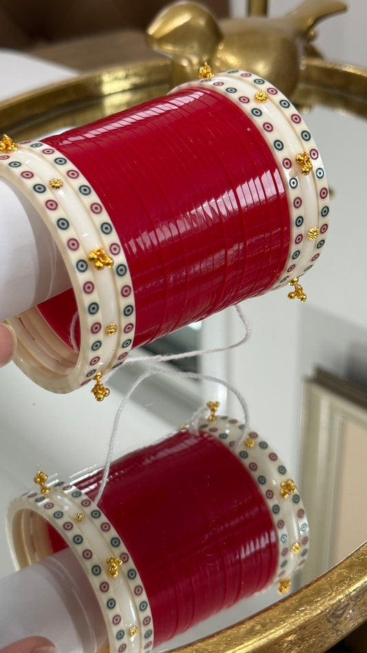 Premium Bridal Choora tomato red
