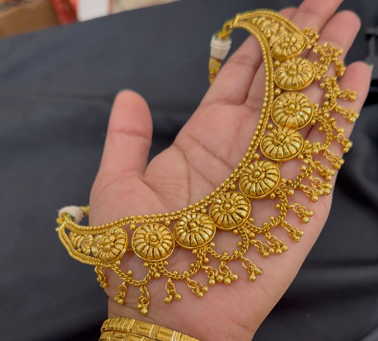 Antique look Gold Plated Necklace with Earring  and tikka Bridal Jewellery Sandookh collection
