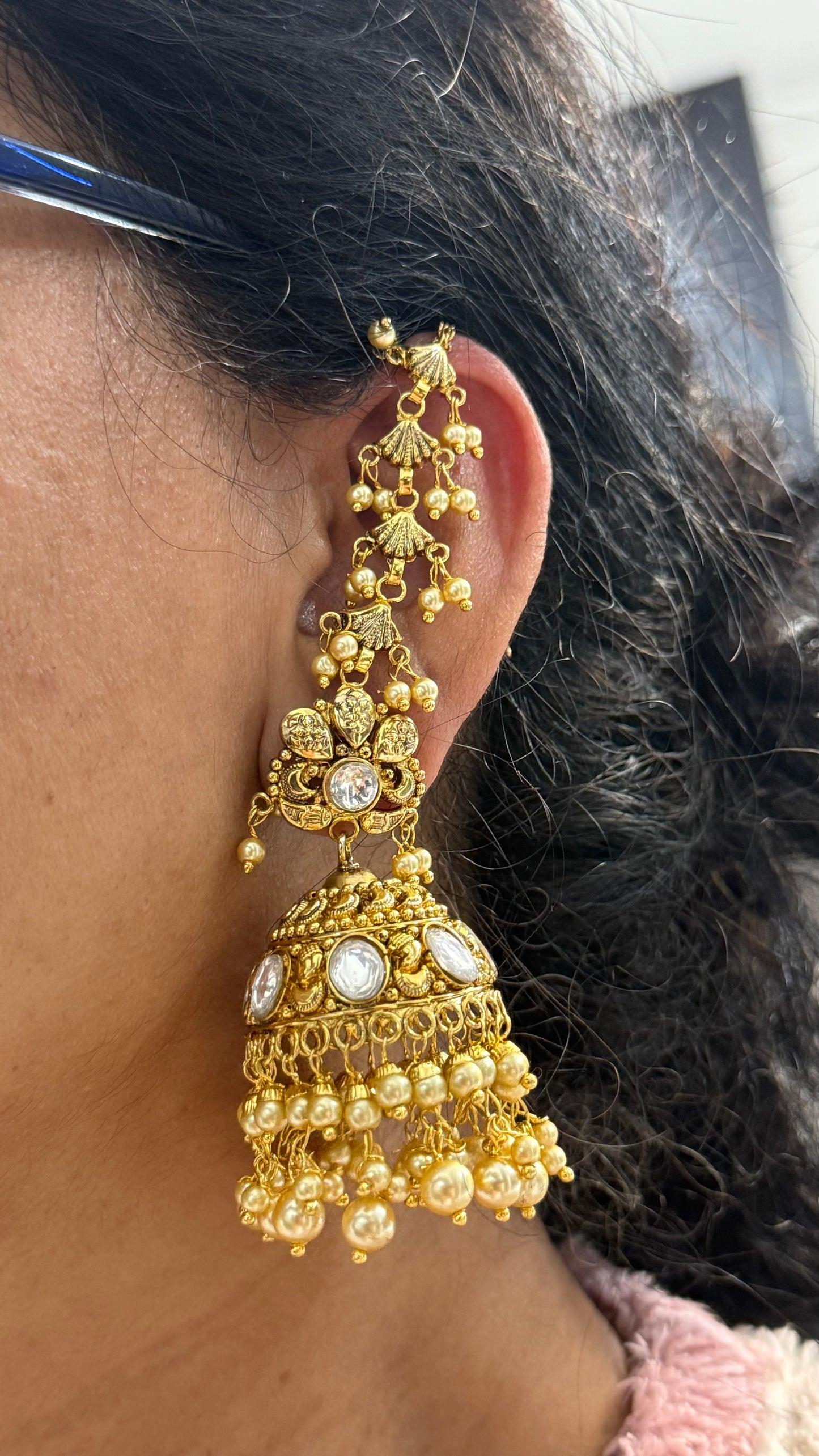 Gold plated earrings inspired from real gold design Jhumka Multi color Sandookh collection