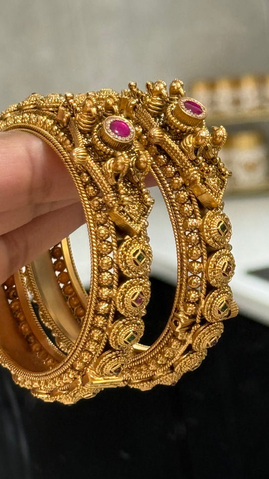 Antique gold plated Kangan bangles – traditional Indian bridal jewelry set for weddings and festivals available in Australia and worldwide
