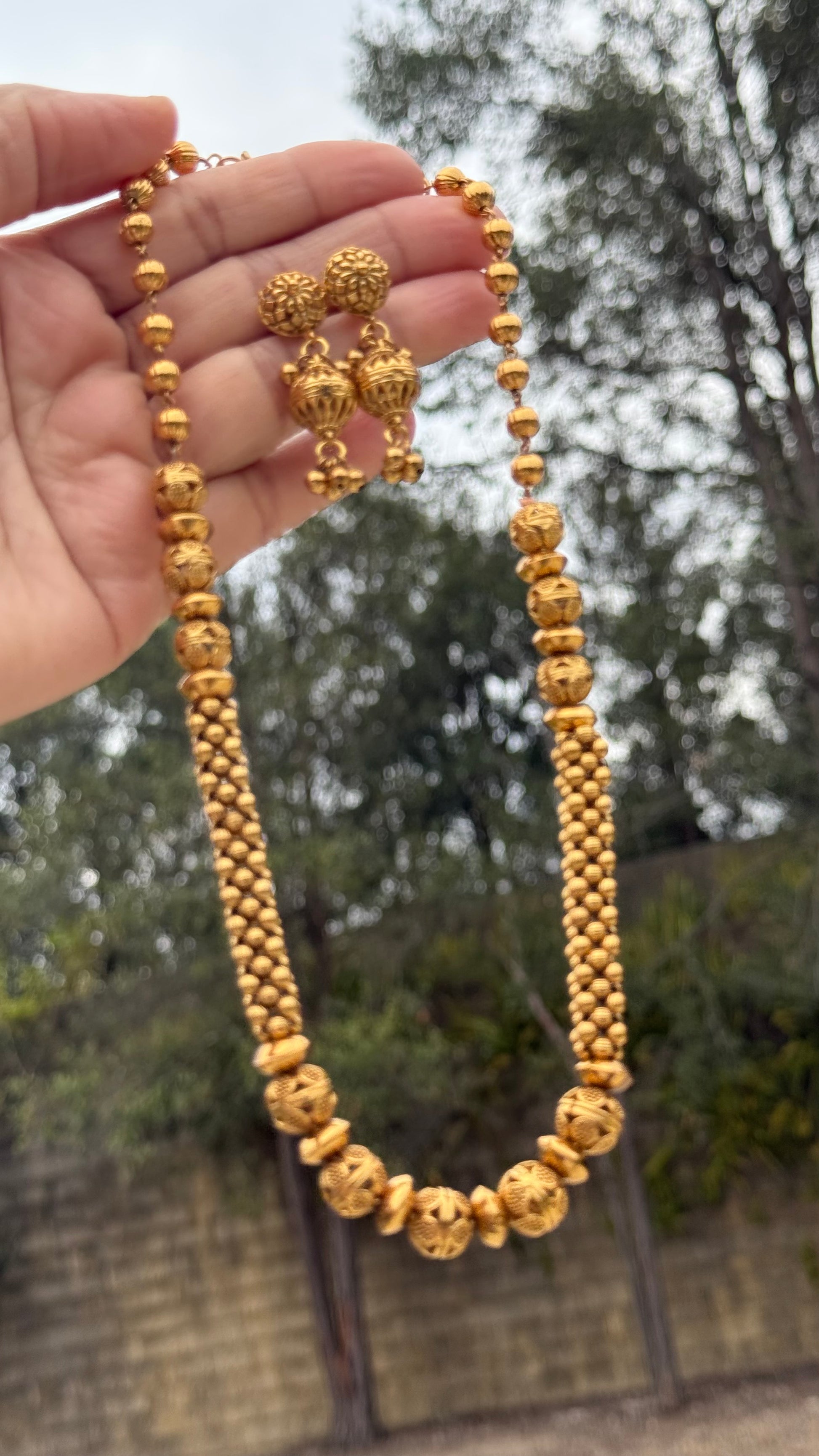 Antique gold plated necklace with traditional Indian design