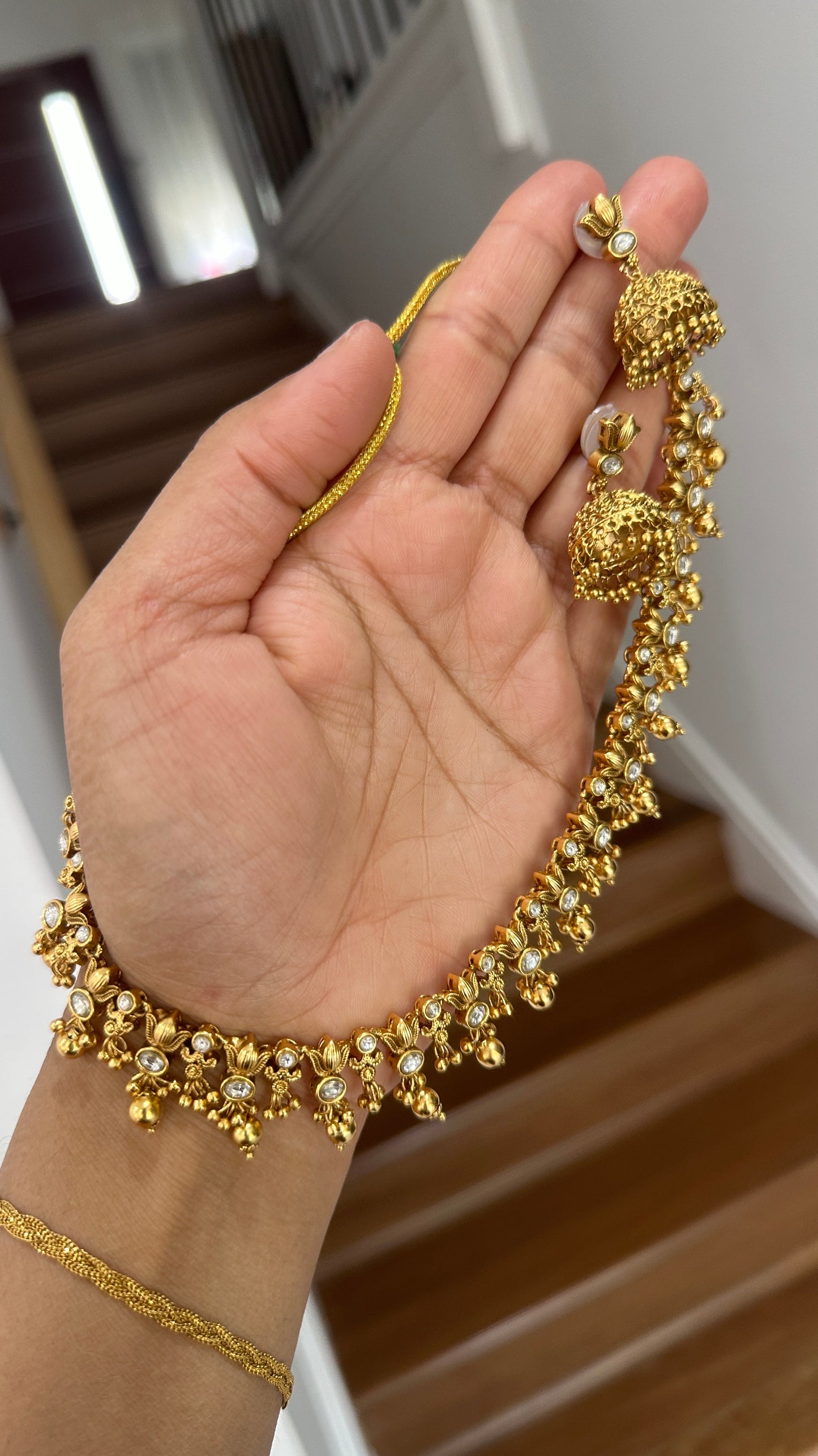 antique gold look necklace sandookh