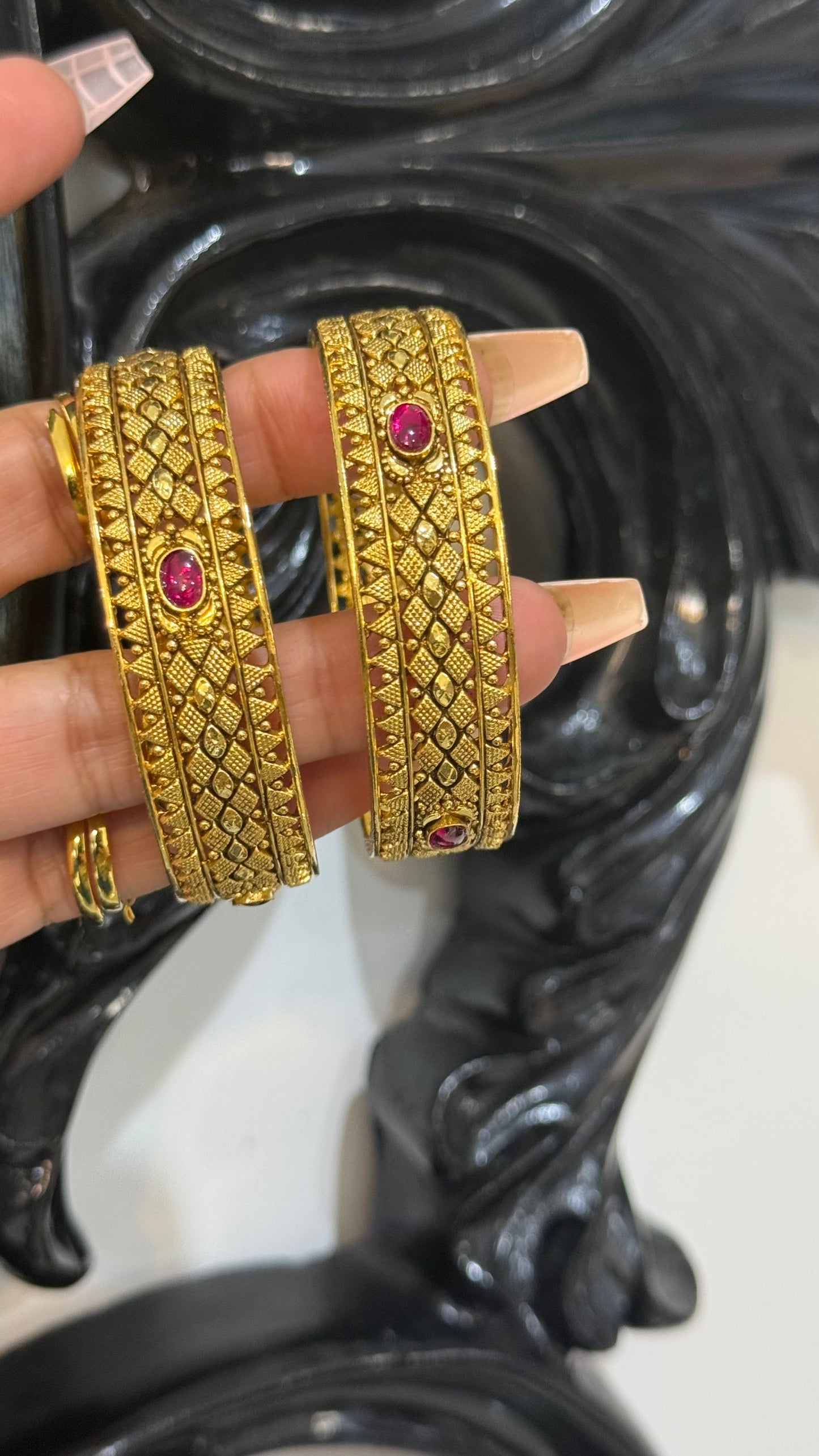 Premium Gold plated kangan Sandookh collection design no 42