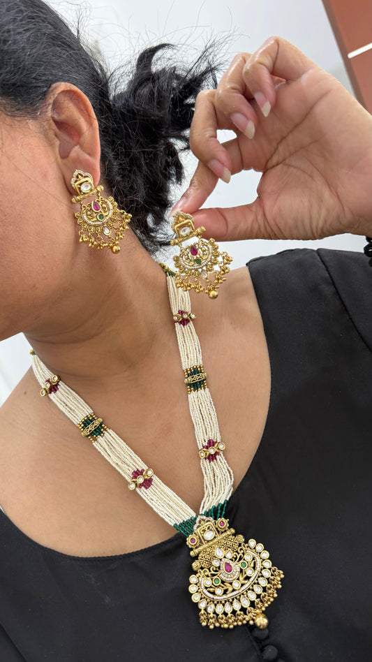 Heritage Jewelry Gold Plated Indian Long necklace / Raani haar Sandookh collection