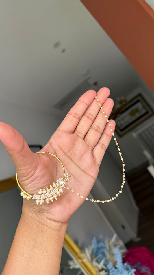 Pachi Kundan Nath (Non-Piercing Nose Ring) – Traditional Bridal Nath