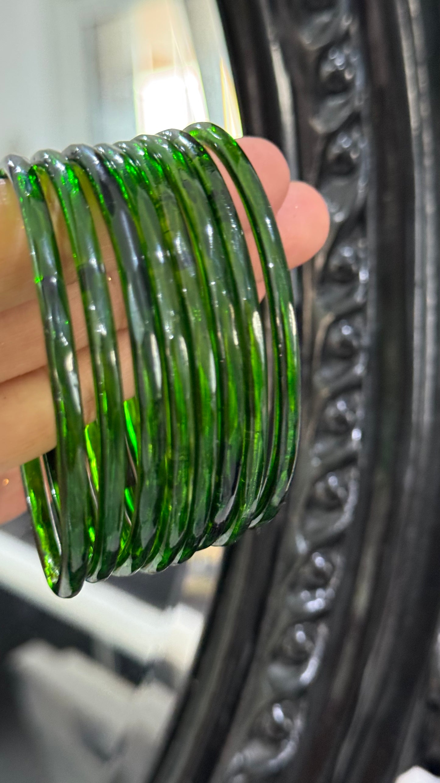 Glass Bangles for Karvachauth green