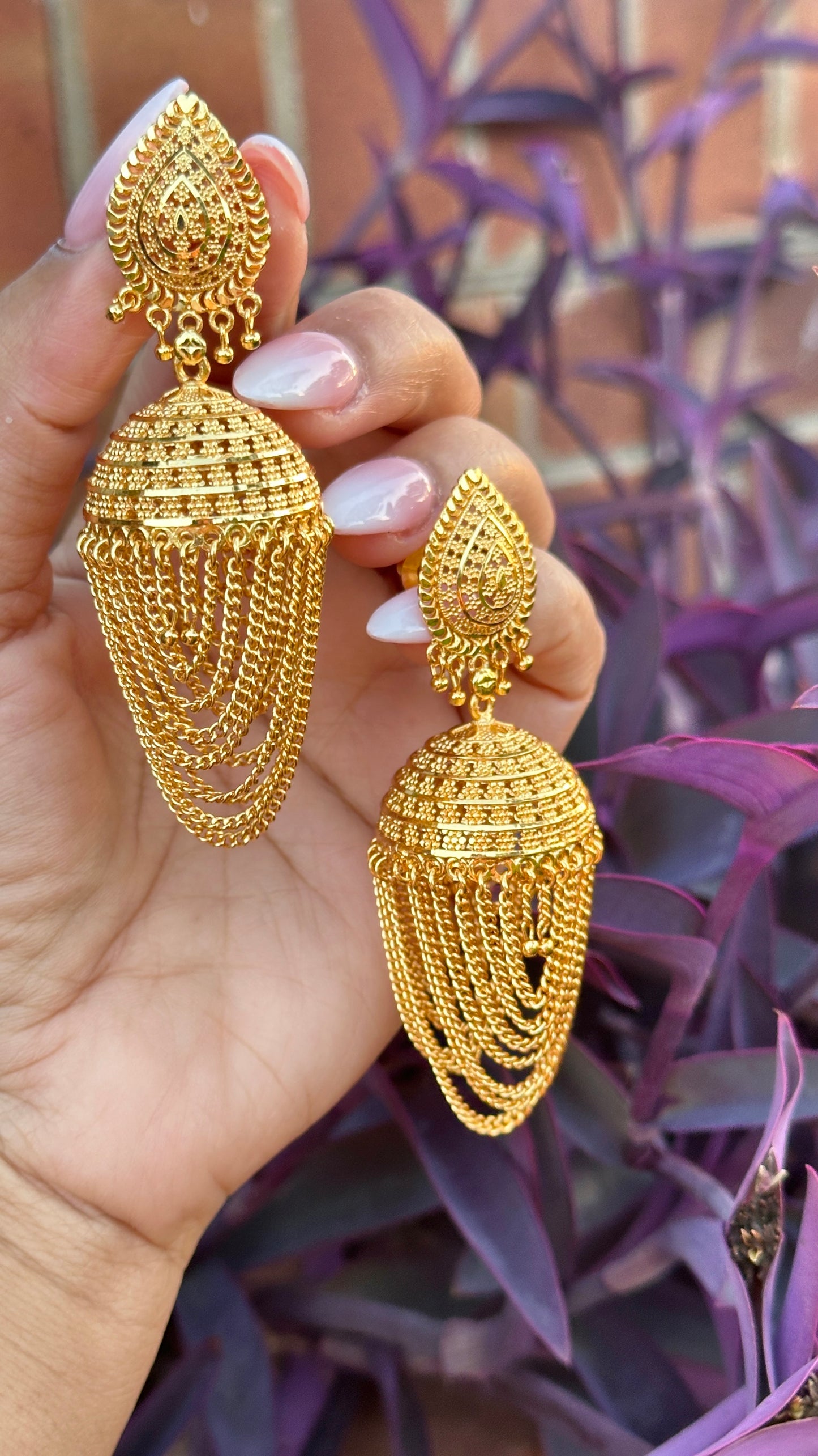 Gold look jhumka earrings