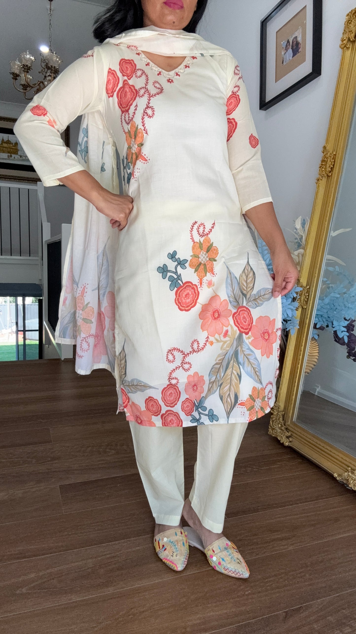 mal cotton  suit with palazo and dupatta summer wear