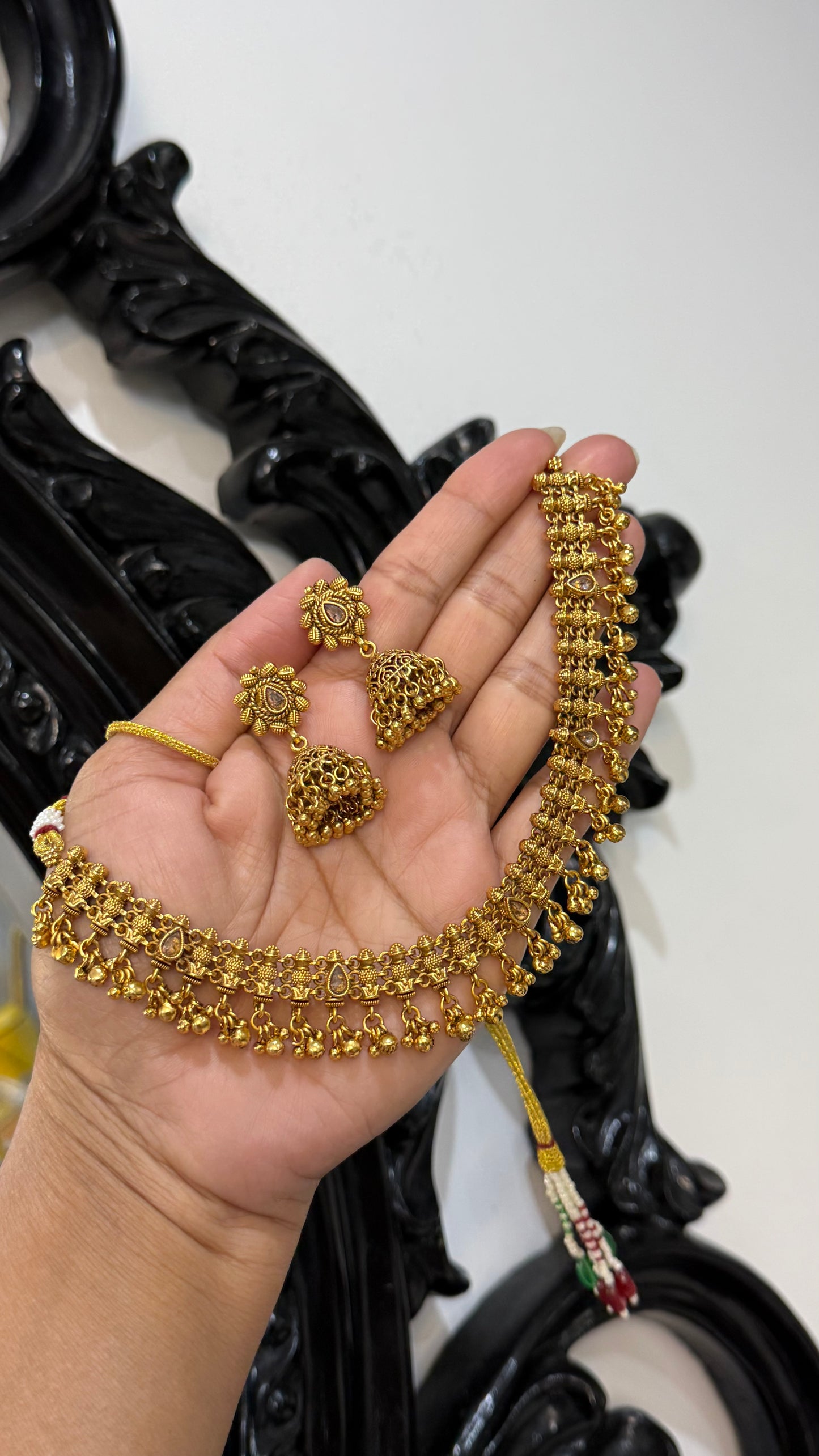 Antique look necklace with jhumki