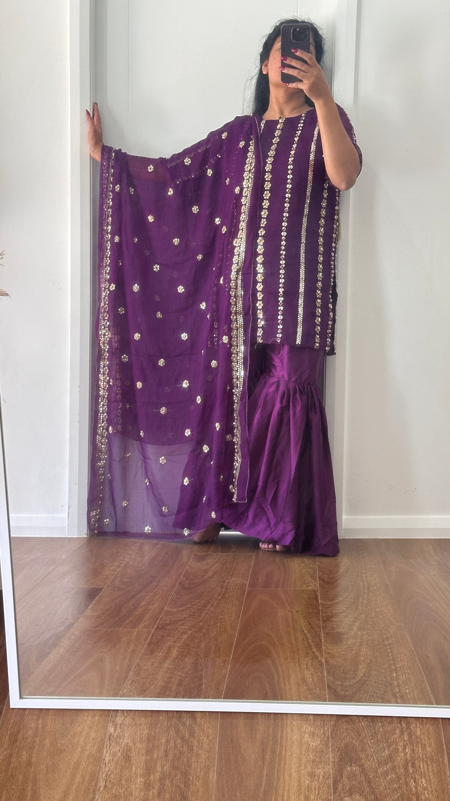 Pakistani shifon outfit with dupatta and bottom