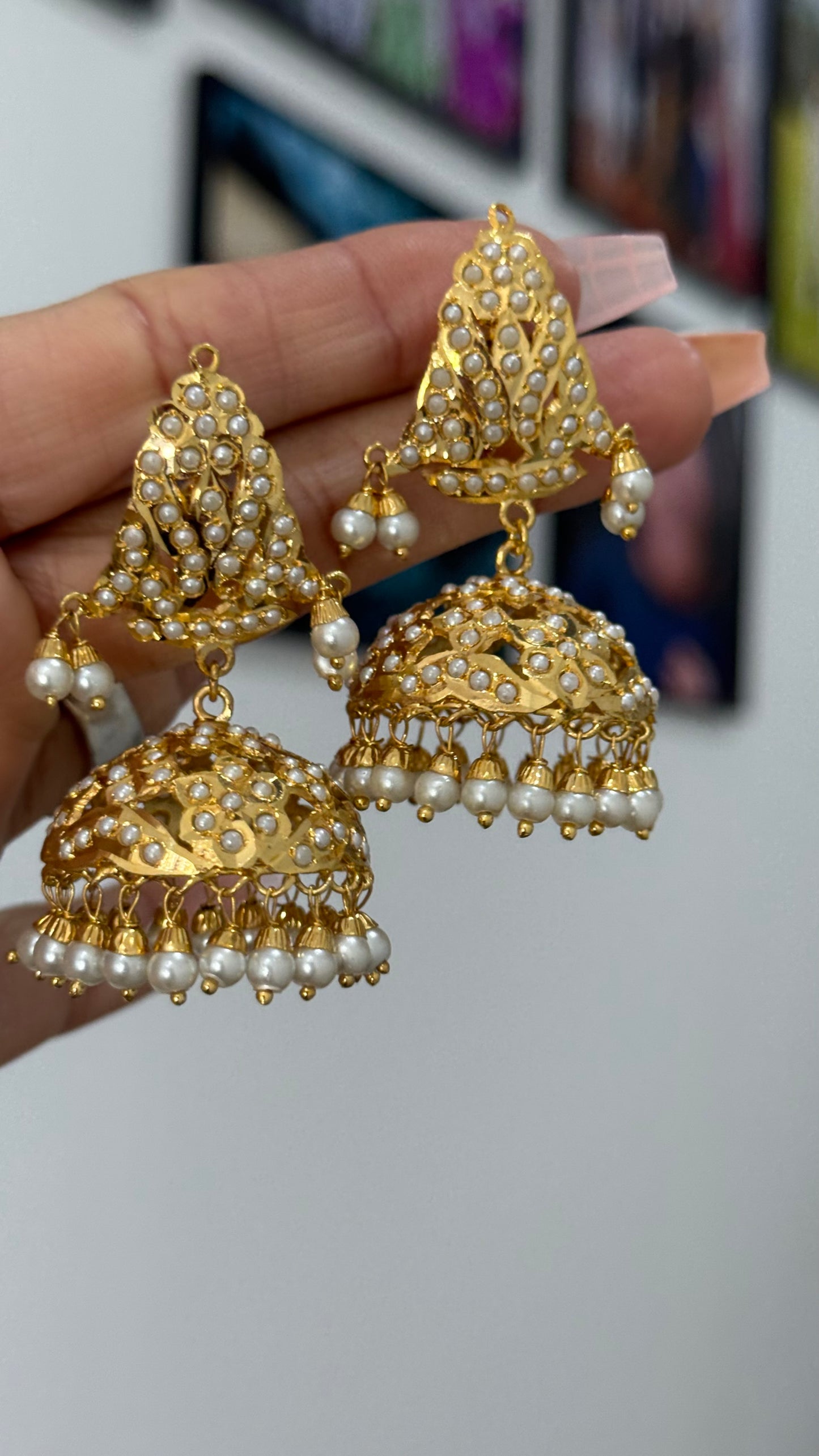 Real Jadau Gold Plated Jhumka