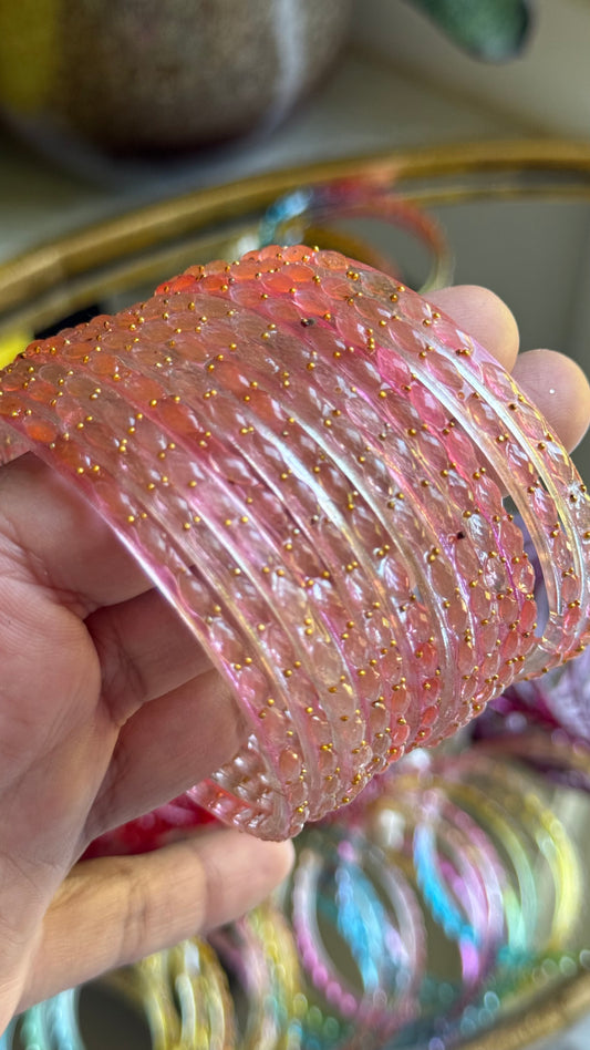 Glass Bangles for Karvachauth pink