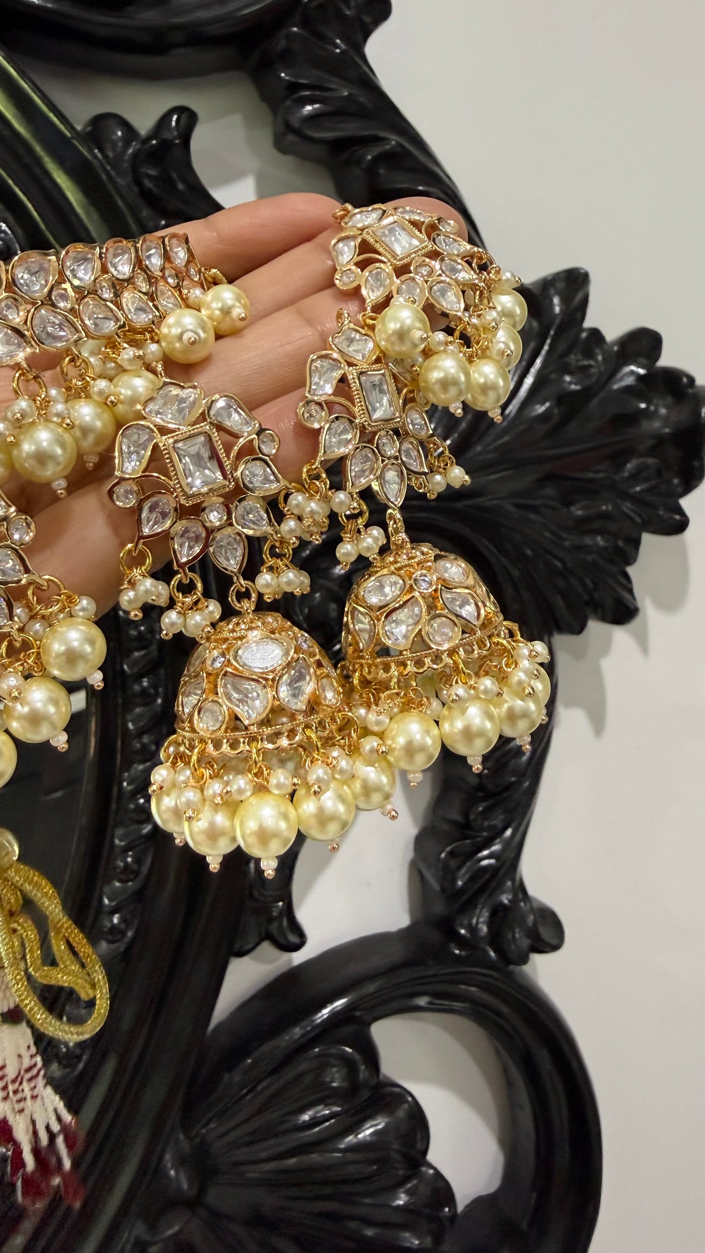 Uncut kundan necklace With earrings and tikka gold plated