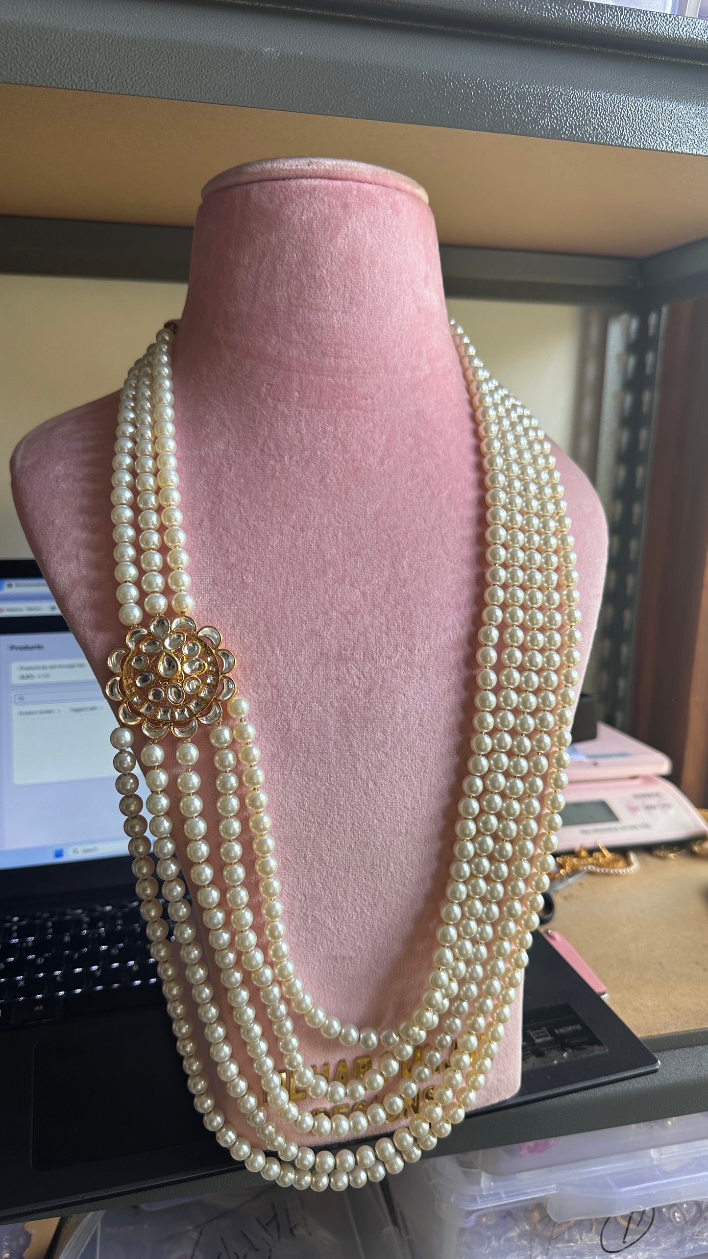 pearl mala for groom, indian wedding mens necklace, or can be used for women