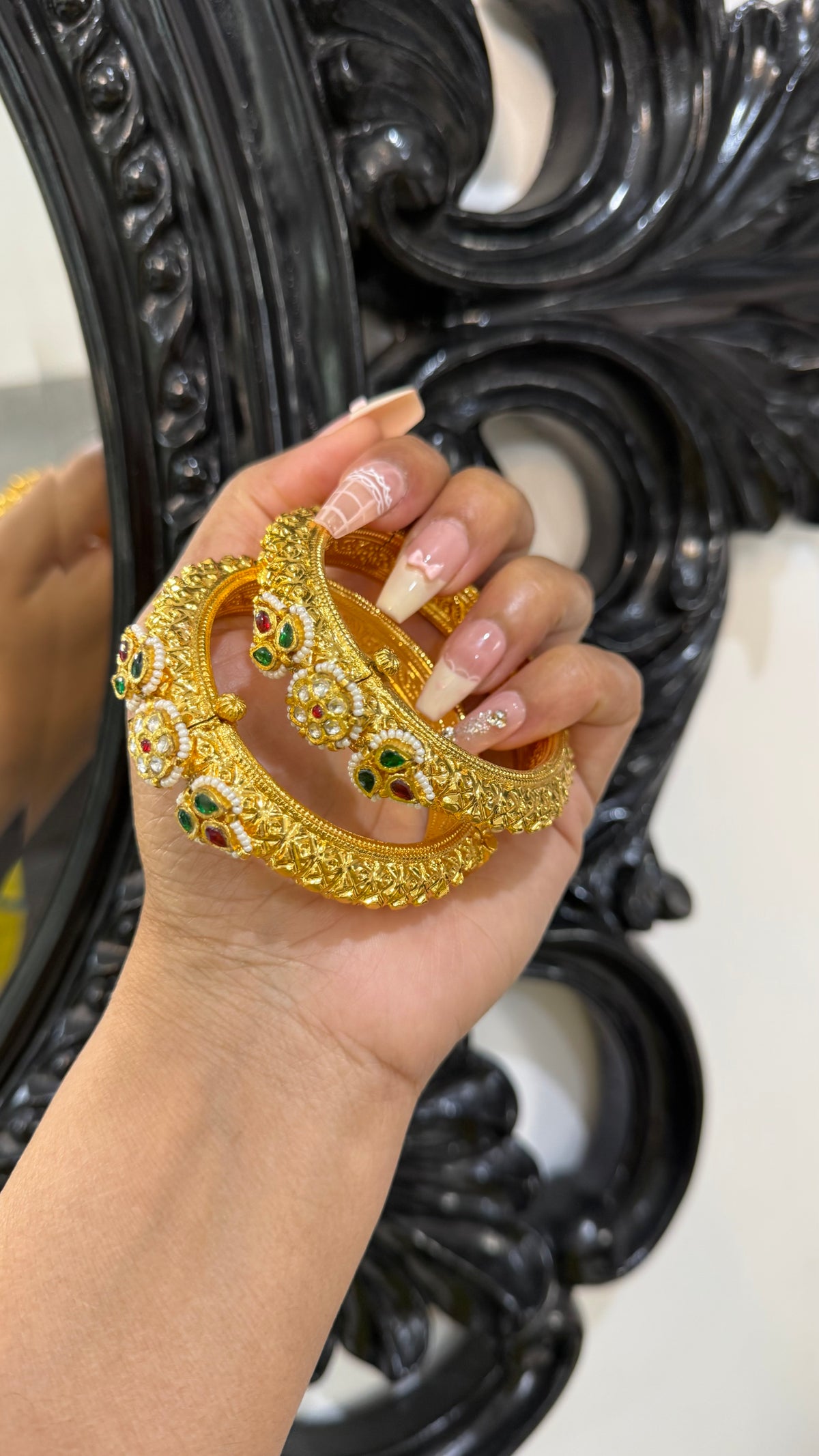 Gold plated kangan Sandookh collection design no 41