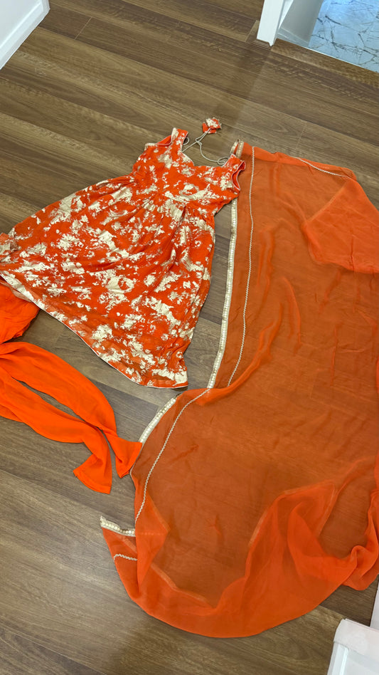 Anarklai with dupatta Indian outfit orange