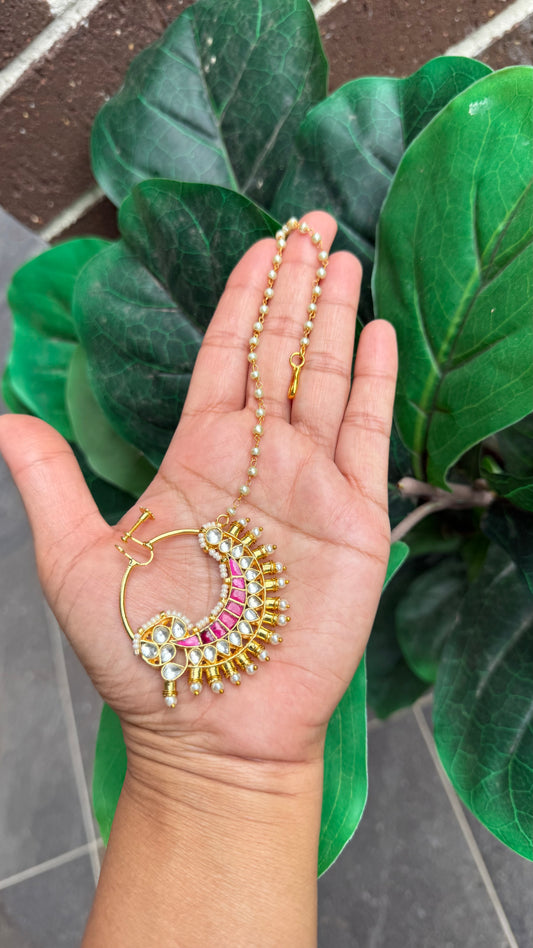 Pachi Kundan Nath (Non-Piercing Nose Ring) – Traditional Bridal Nath