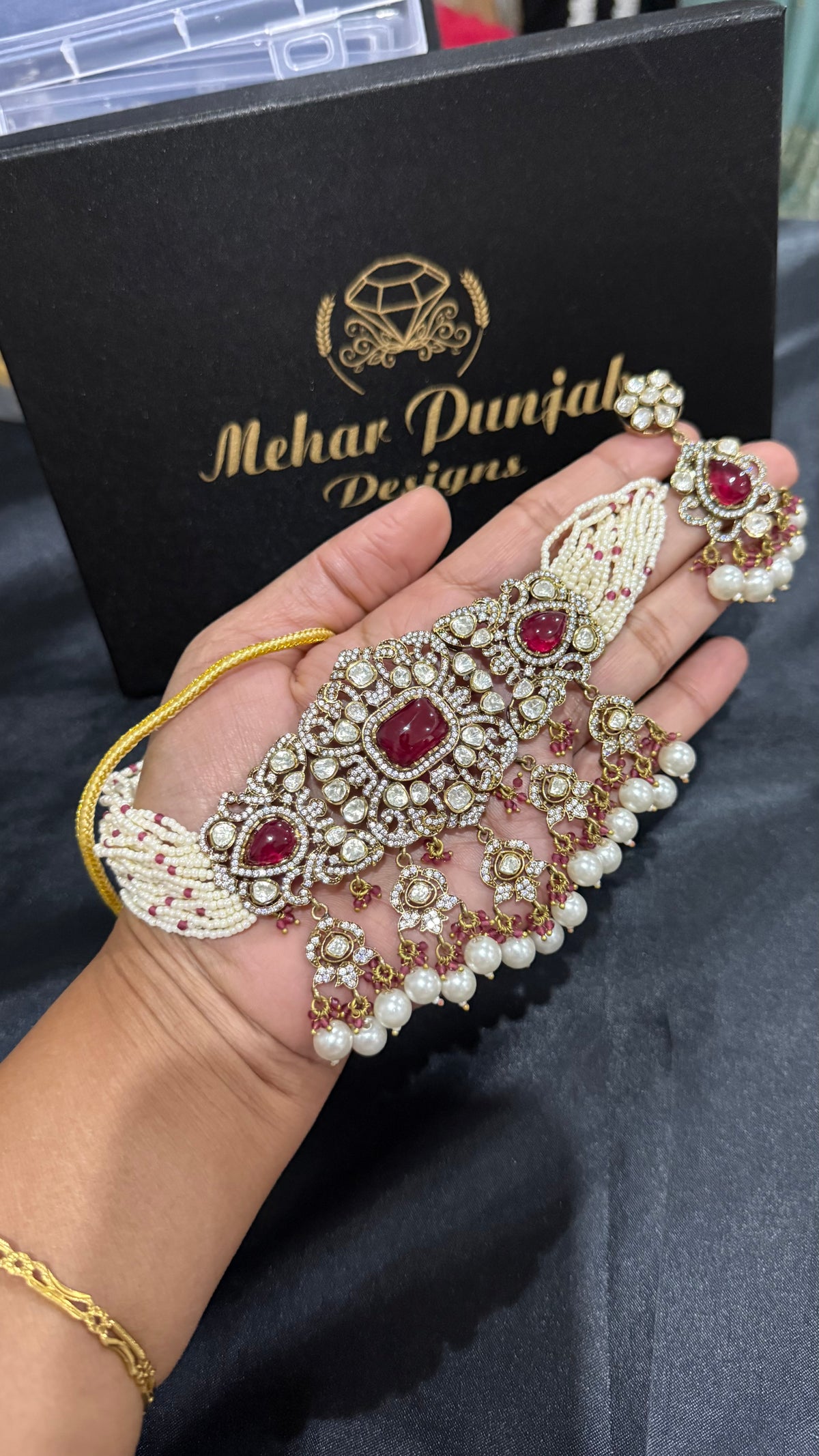 Moissanite Choker Necklace Set – Indian Bridal Jewellery