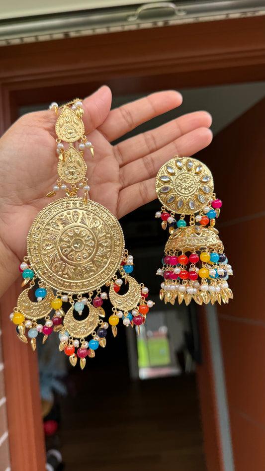 Pippal  patti oversized tikka jhumka traditional