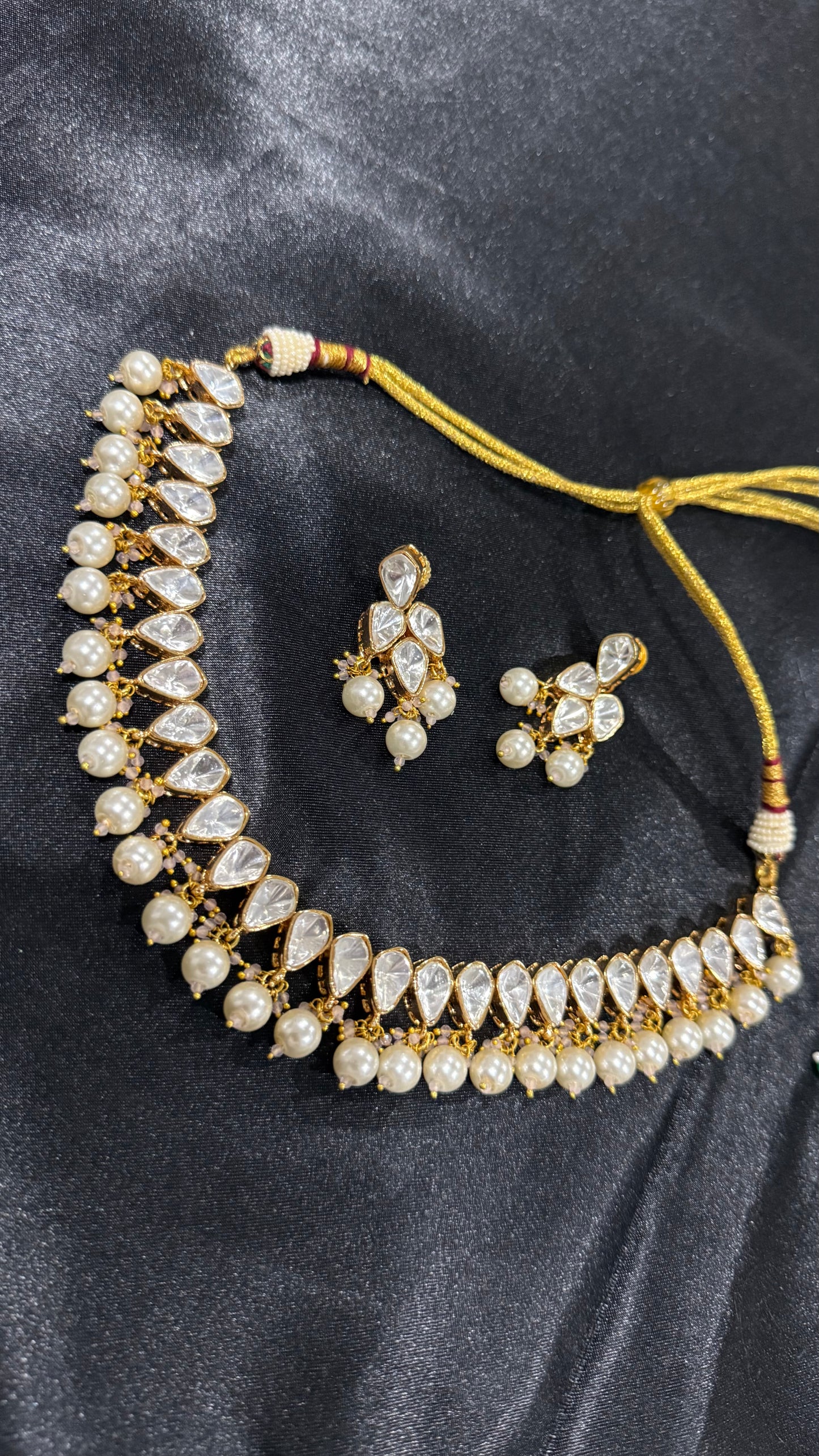 gold plated kundan necklace