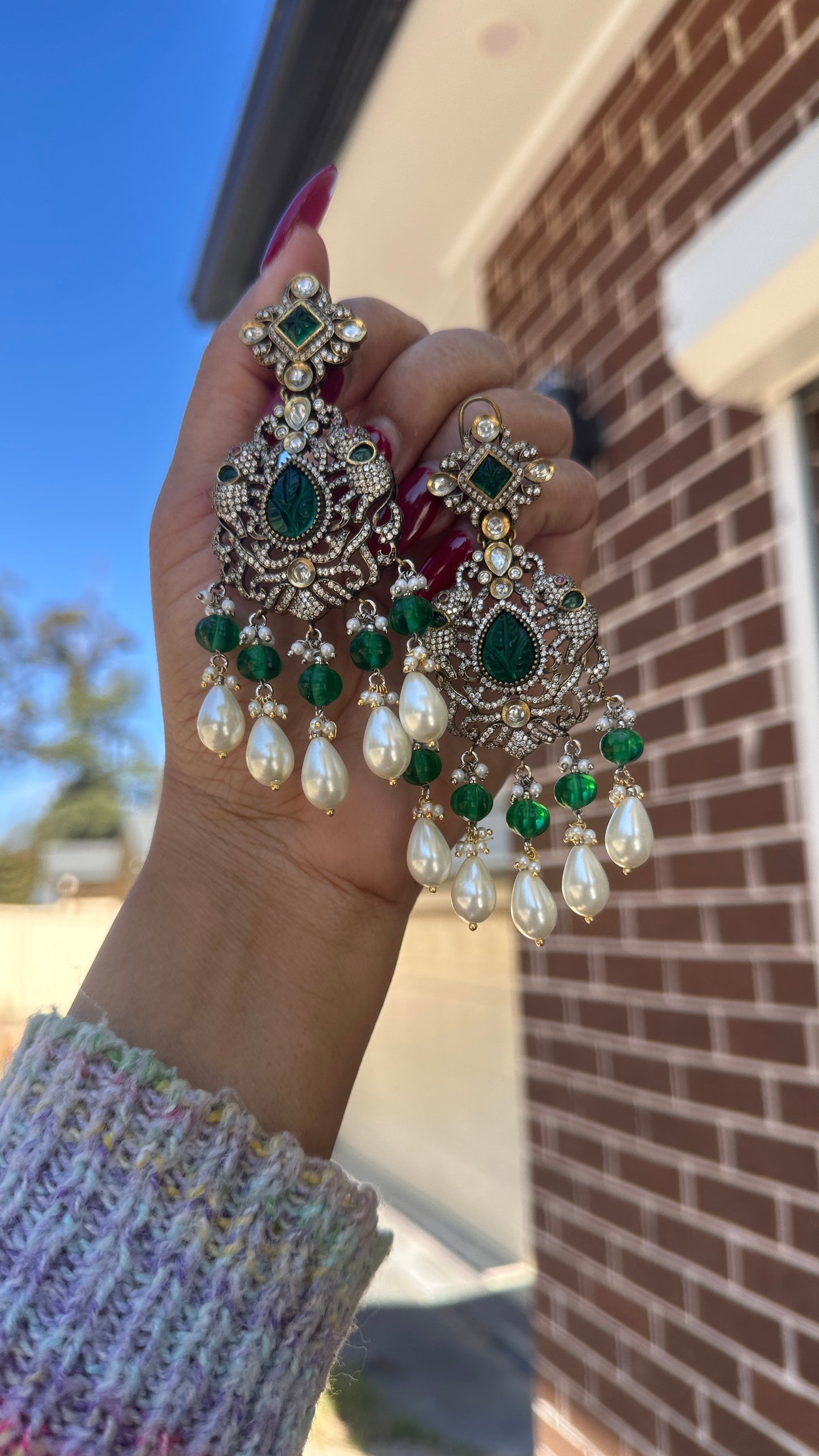 uncut kundan moissanite earrings