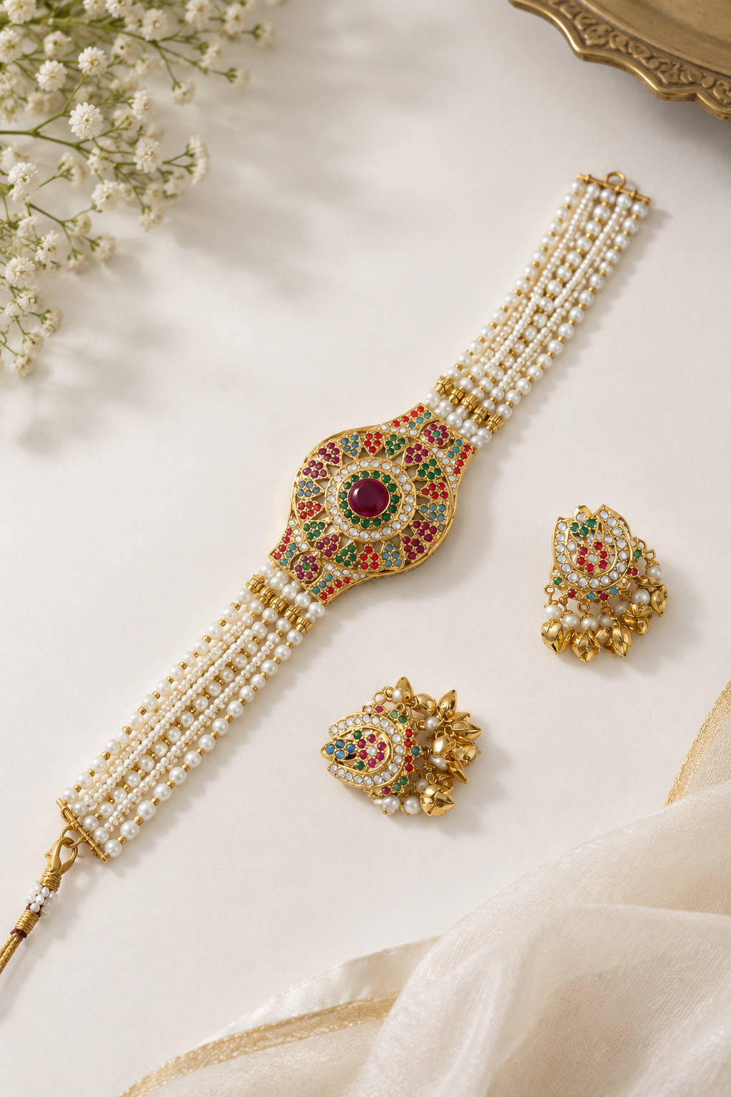 Real jadau gold plated necklace