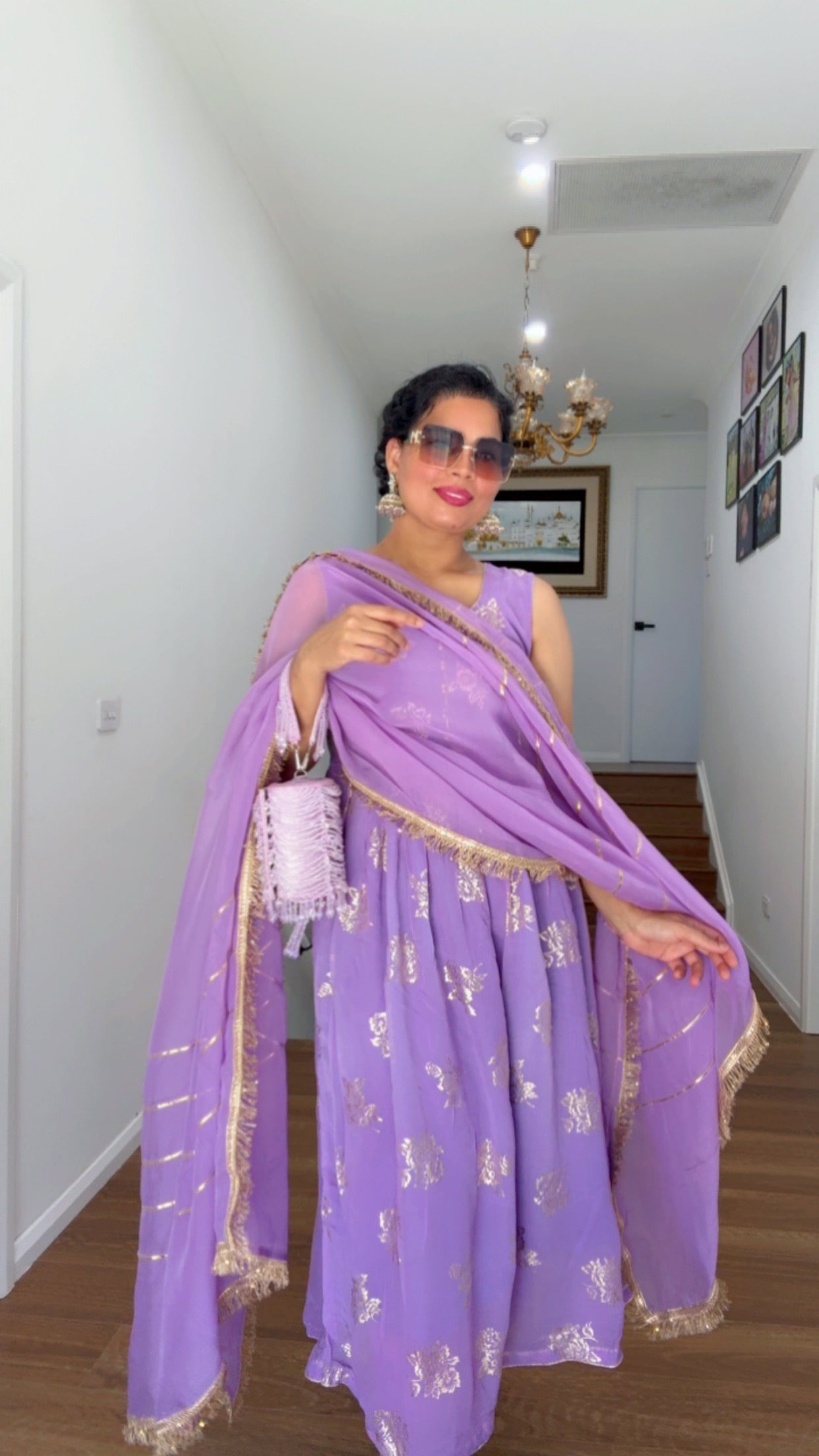 Anarklai with dupatta Indian outfit