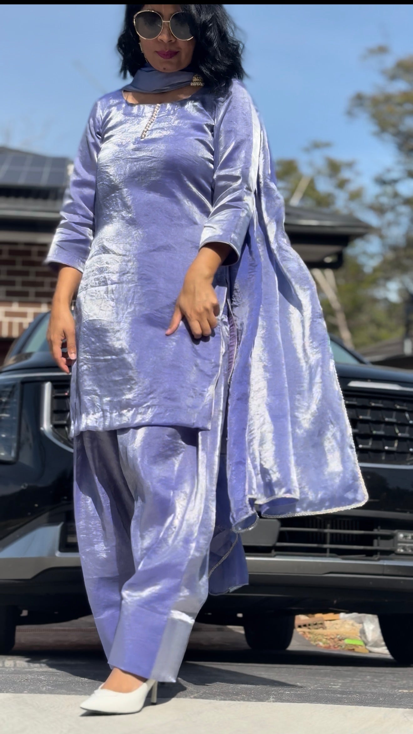 Salwar suit / Punjabi suit bluish purple dual tone