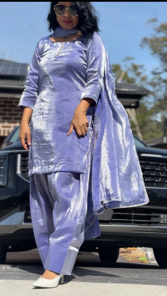 Salwar suit / Punjabi suit bluish purple dual tone