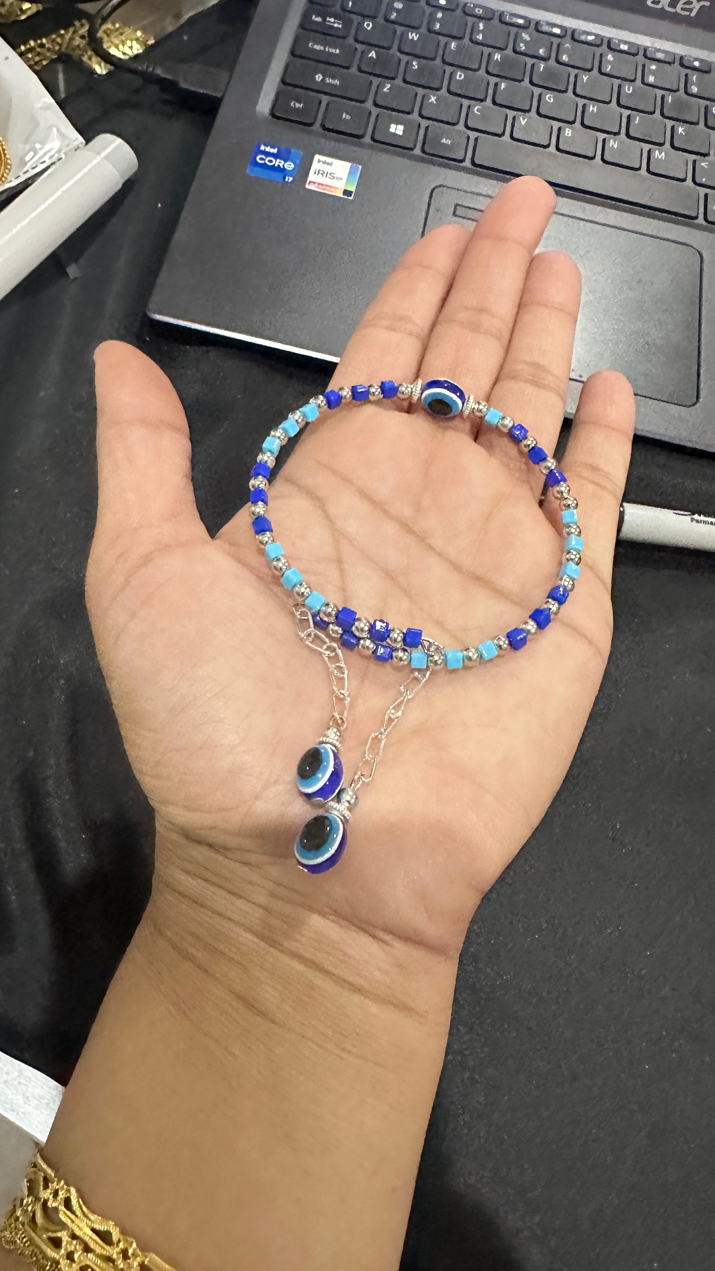 free size evil eye bracelet rakhi gift for bhabi or sister