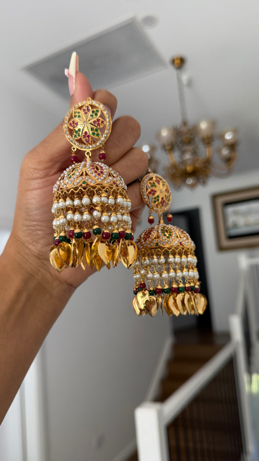 Real Jadau Gold Plated Jhumka