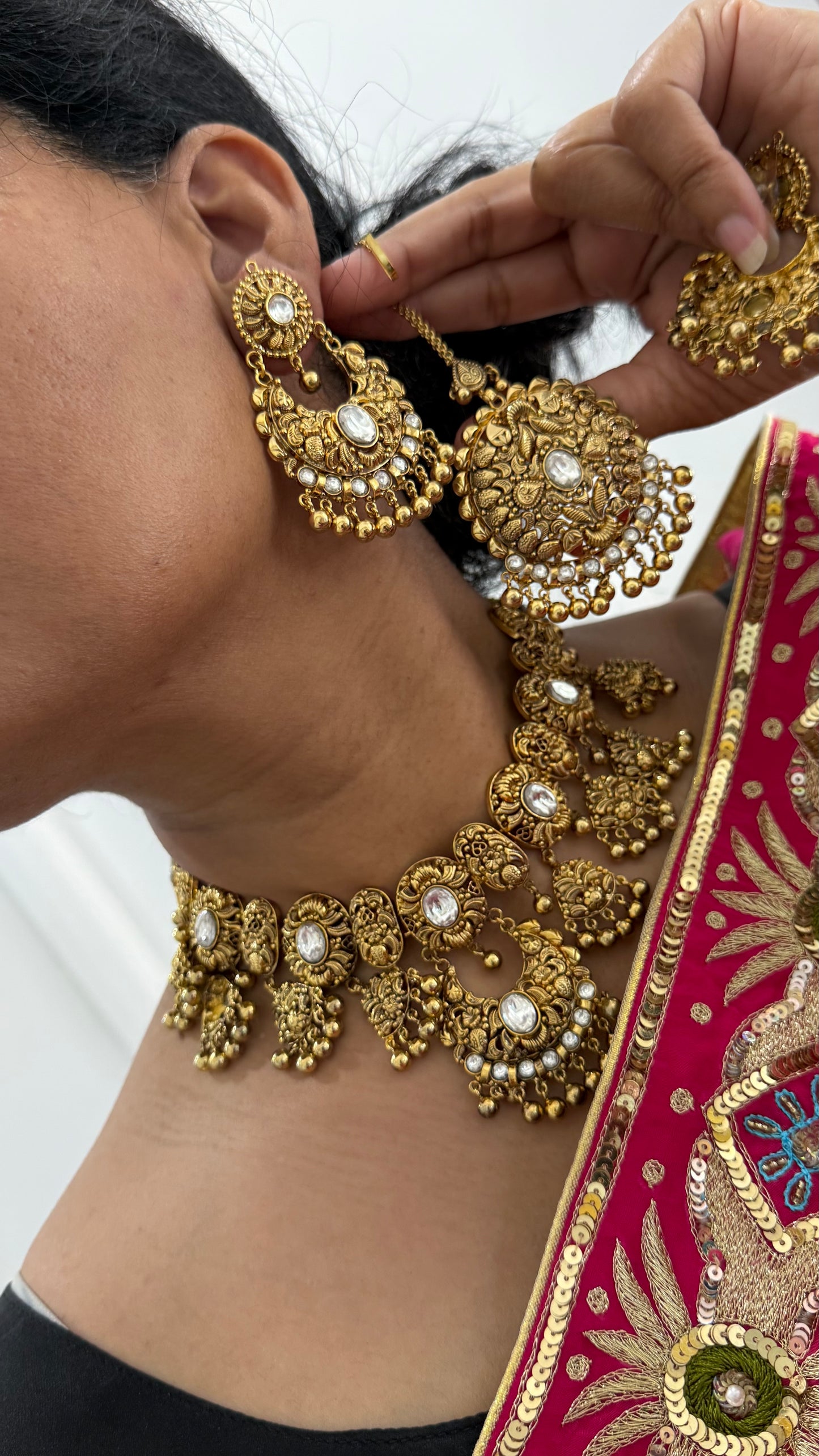 Gold plated necklace set Sandookh collection Bridal or party wear