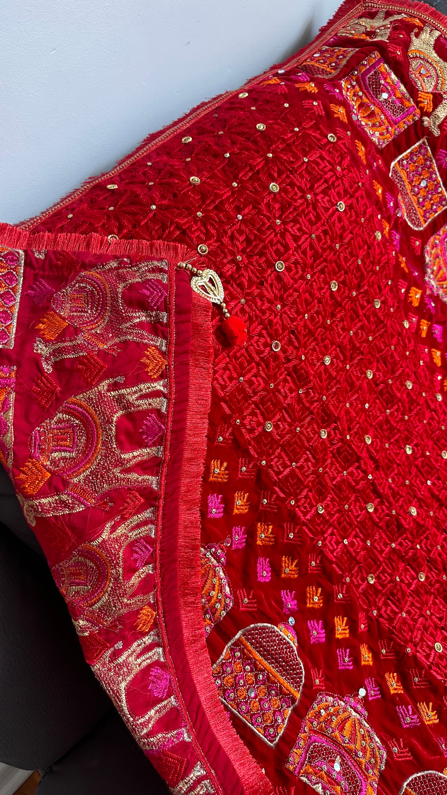 Velvet phulkari shawl dupatta