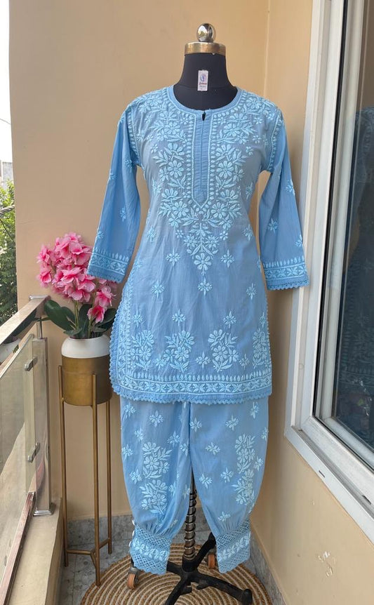 2 piece outfit light blue coord set Pakistani style